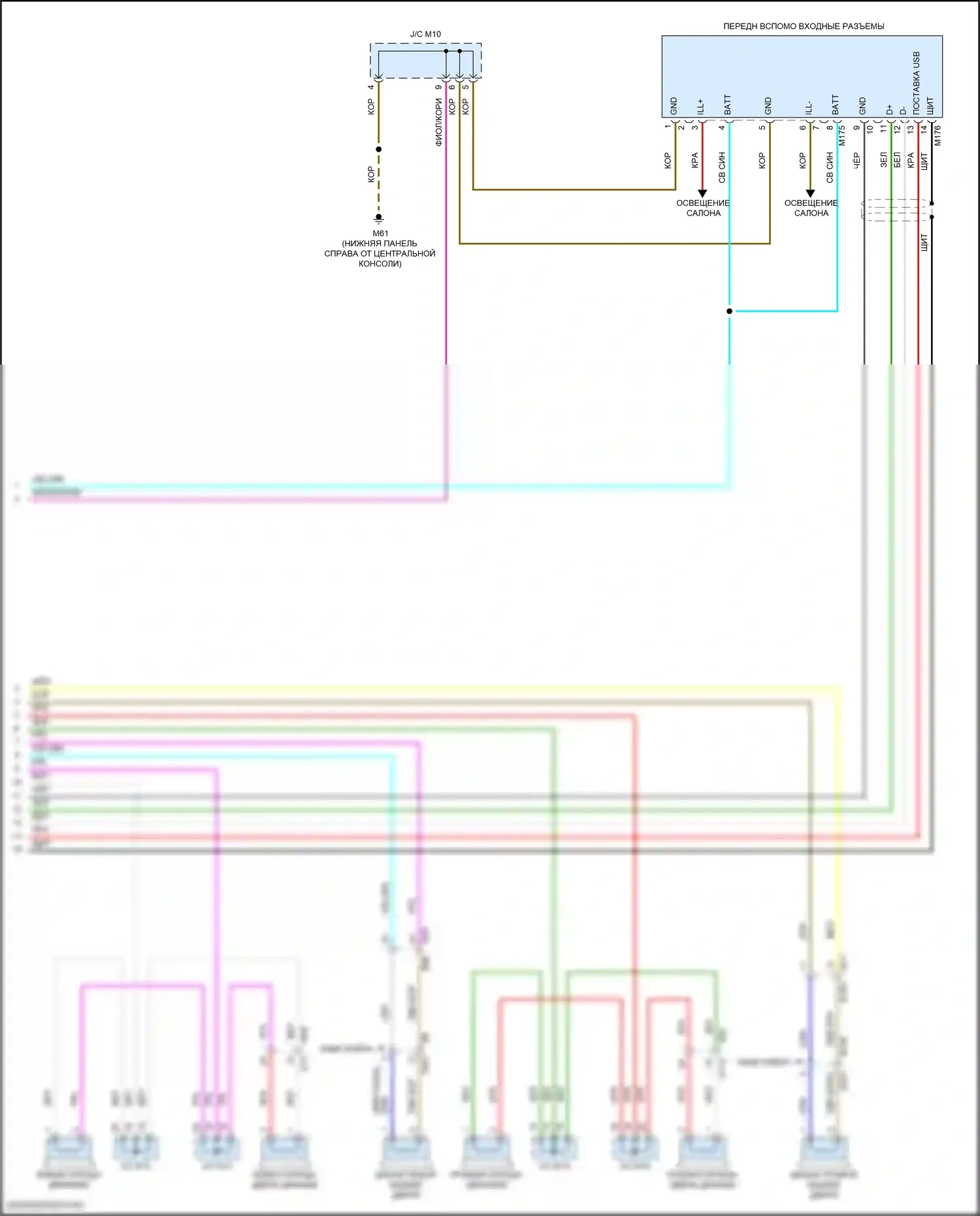 Frontier Nissan D41 (2021-2024): Электросхема магнитолы, без усилителя (3 из 3) 