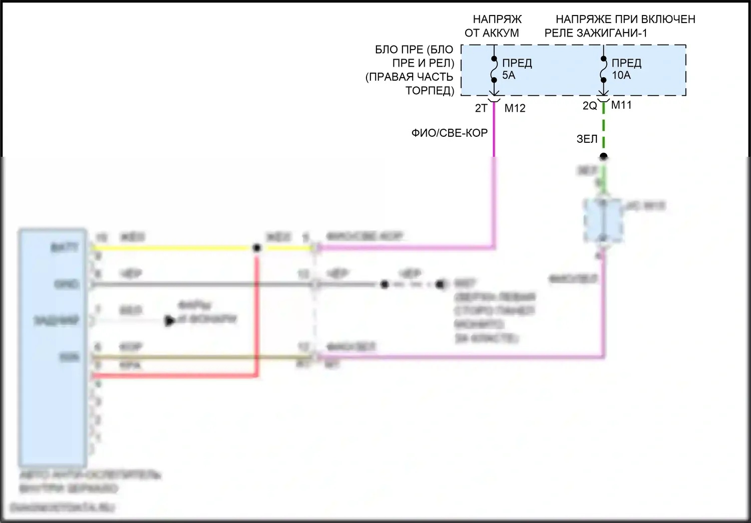 Frontier Nissan D41 (2021-2024): Зеркало заднего вида с автозатемнением электросхема 