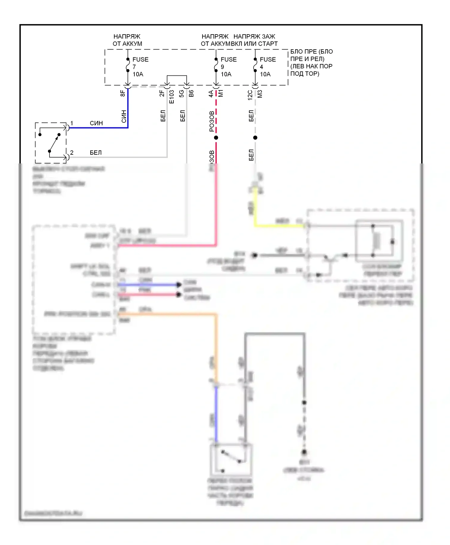 GT-R Nissan I рестайлинг (2010-2014): Электросхема блокировки селектора 