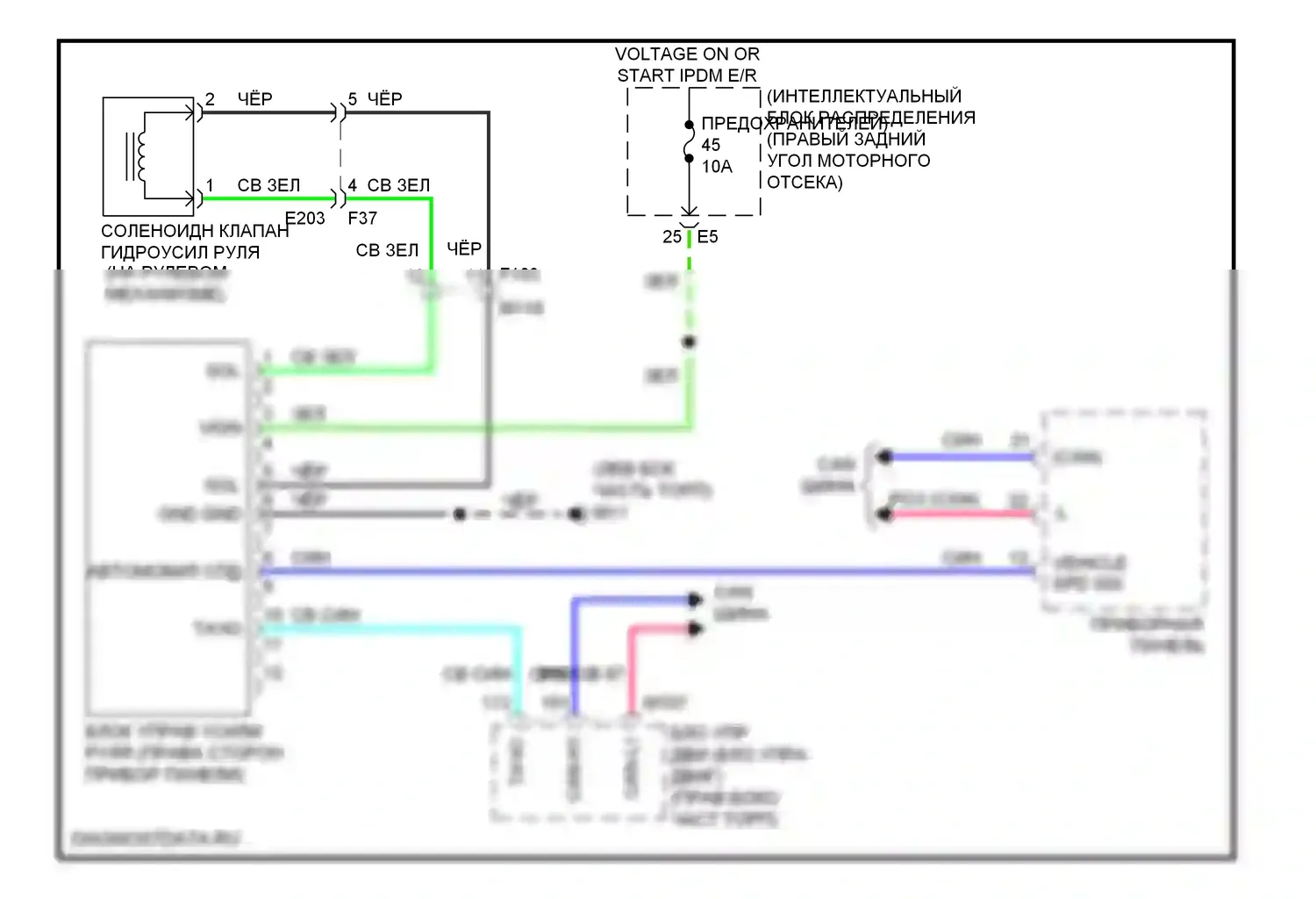 GT-R Nissan I рестайлинг (2010-2014): Электросхема электроусилителя руля 