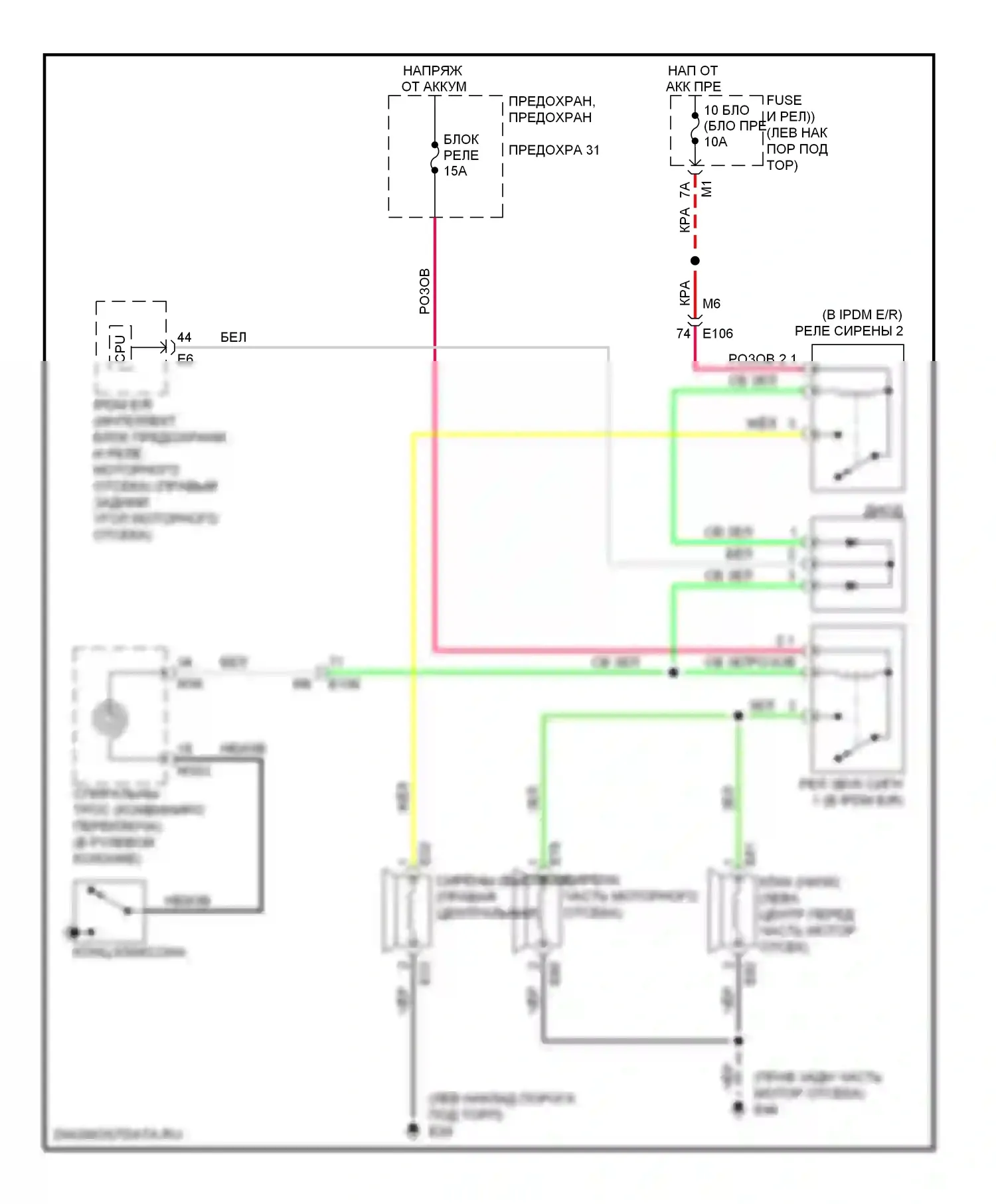 GT-R Nissan I рестайлинг (2010-2014): Электросхема клаксона 