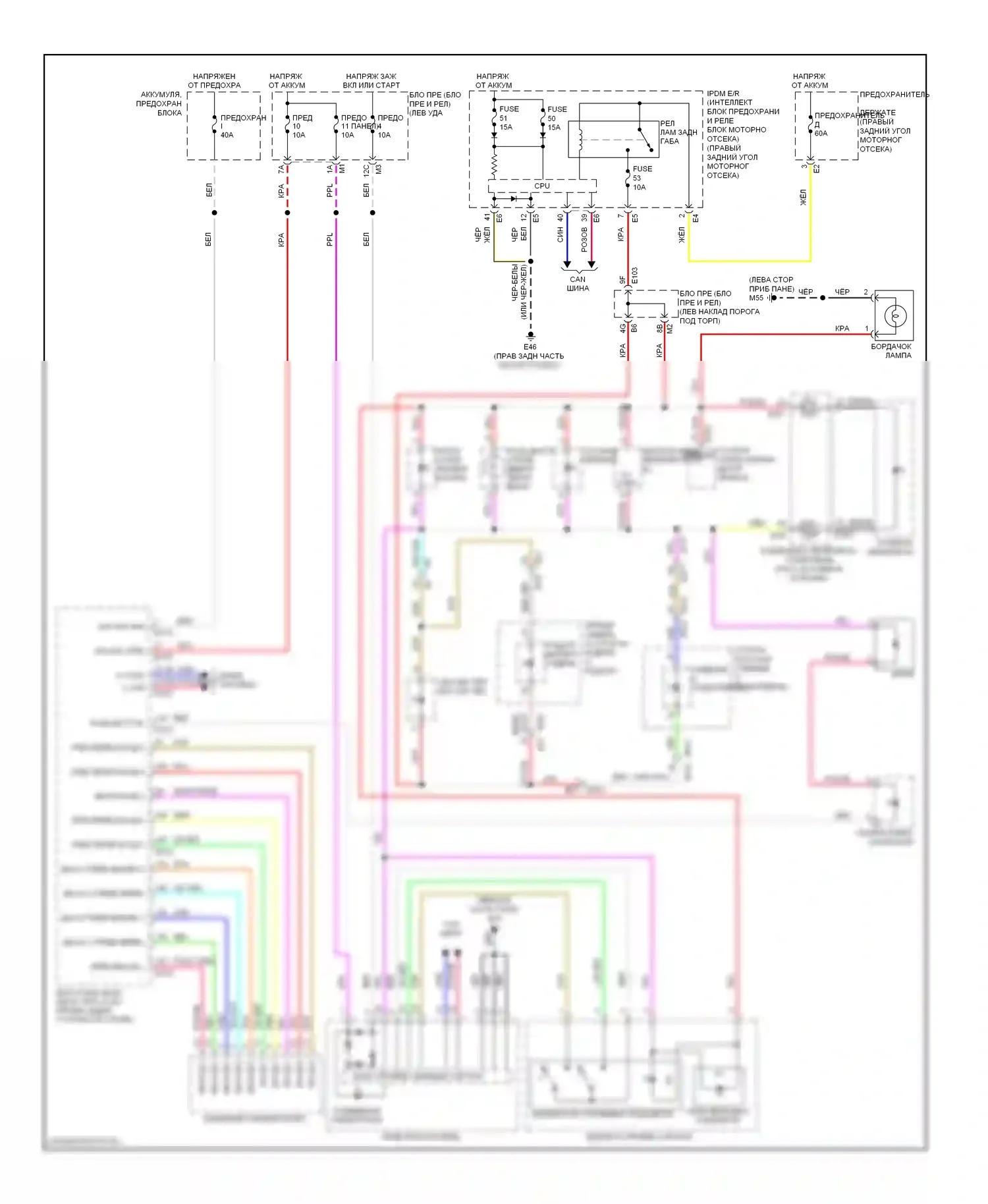 GT-R Nissan I рестайлинг (2010-2014): Электросхема подсветки приборной панели 