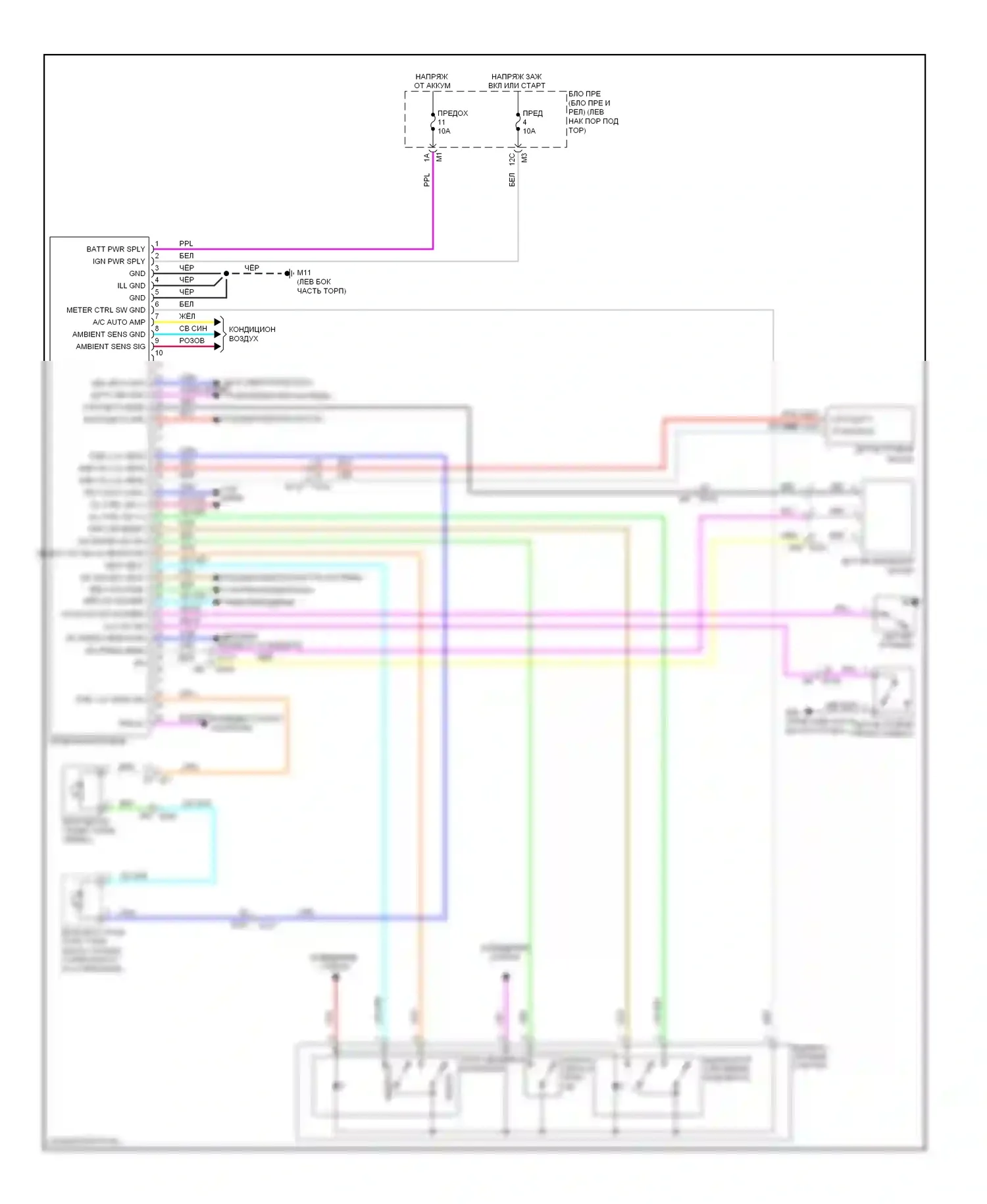 GT-R Nissan I рестайлинг (2010-2014): Электросхема приборной панели 
