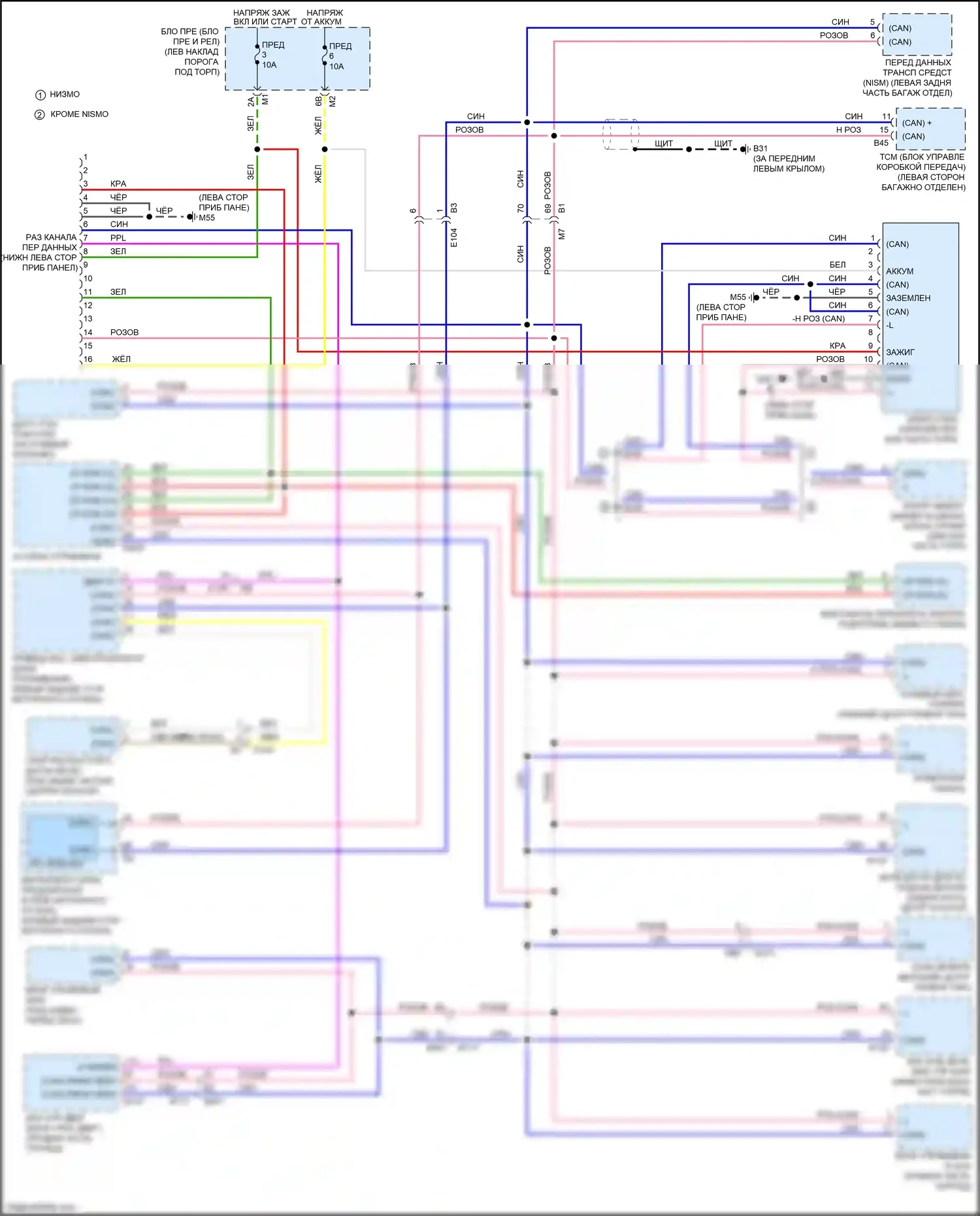 GT-R Nissan I рестайлинг 2 (2014-2016): Can шина электросхема 