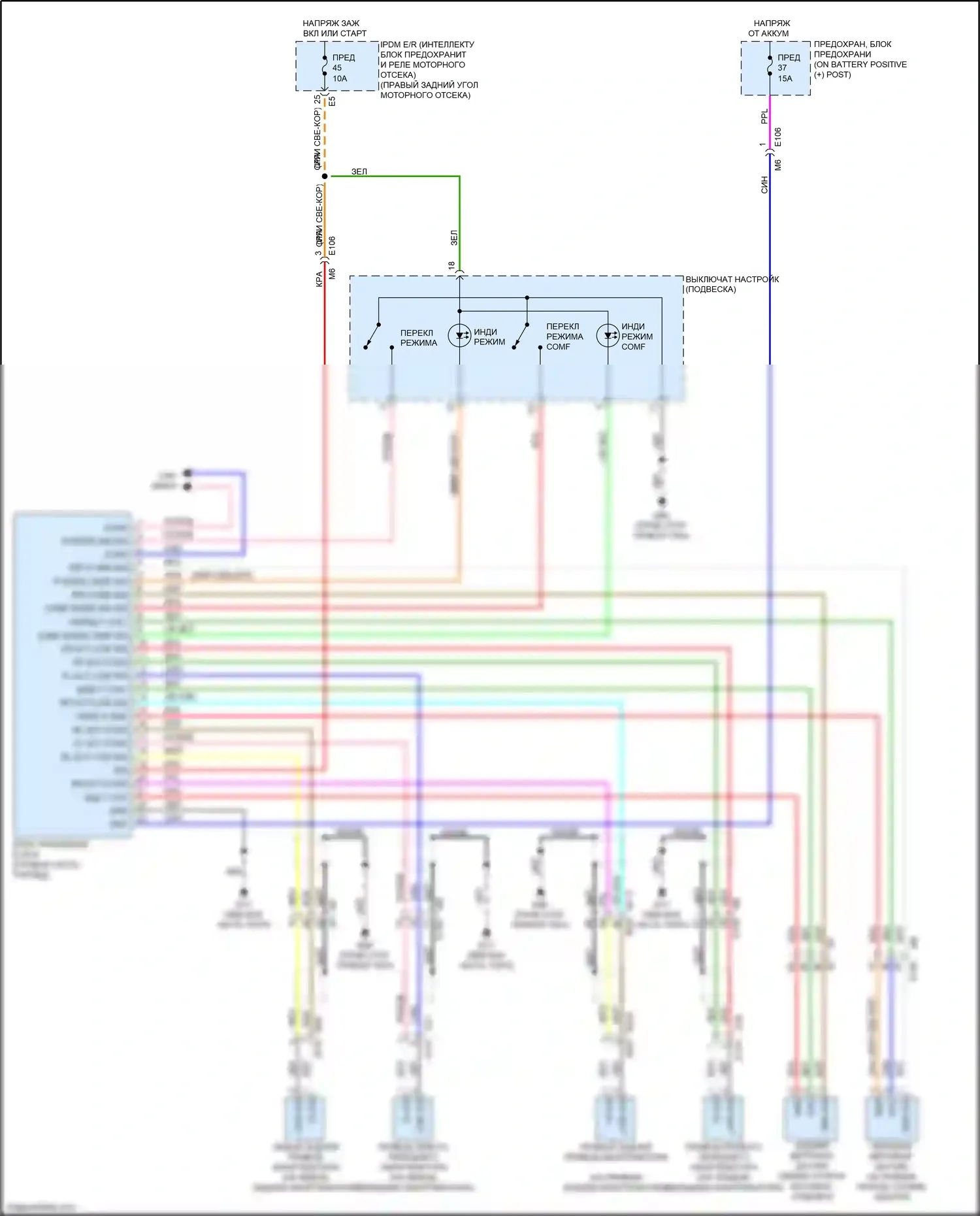 GT-R Nissan I рестайлинг 2 (2014-2016): Электросхема электронной подвески 