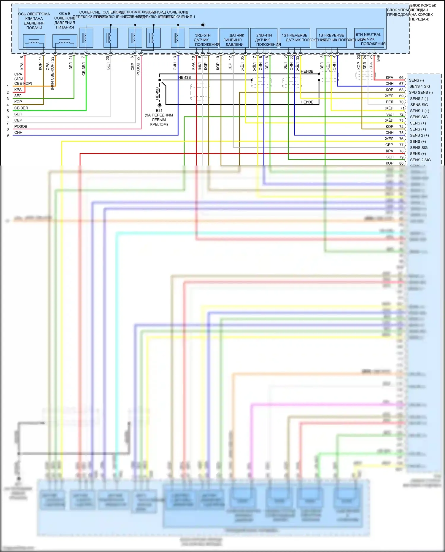 GT-R Nissan I рестайлинг 2 (2014-2016): Электросхема автоматической коробки передач (3 из 3) 