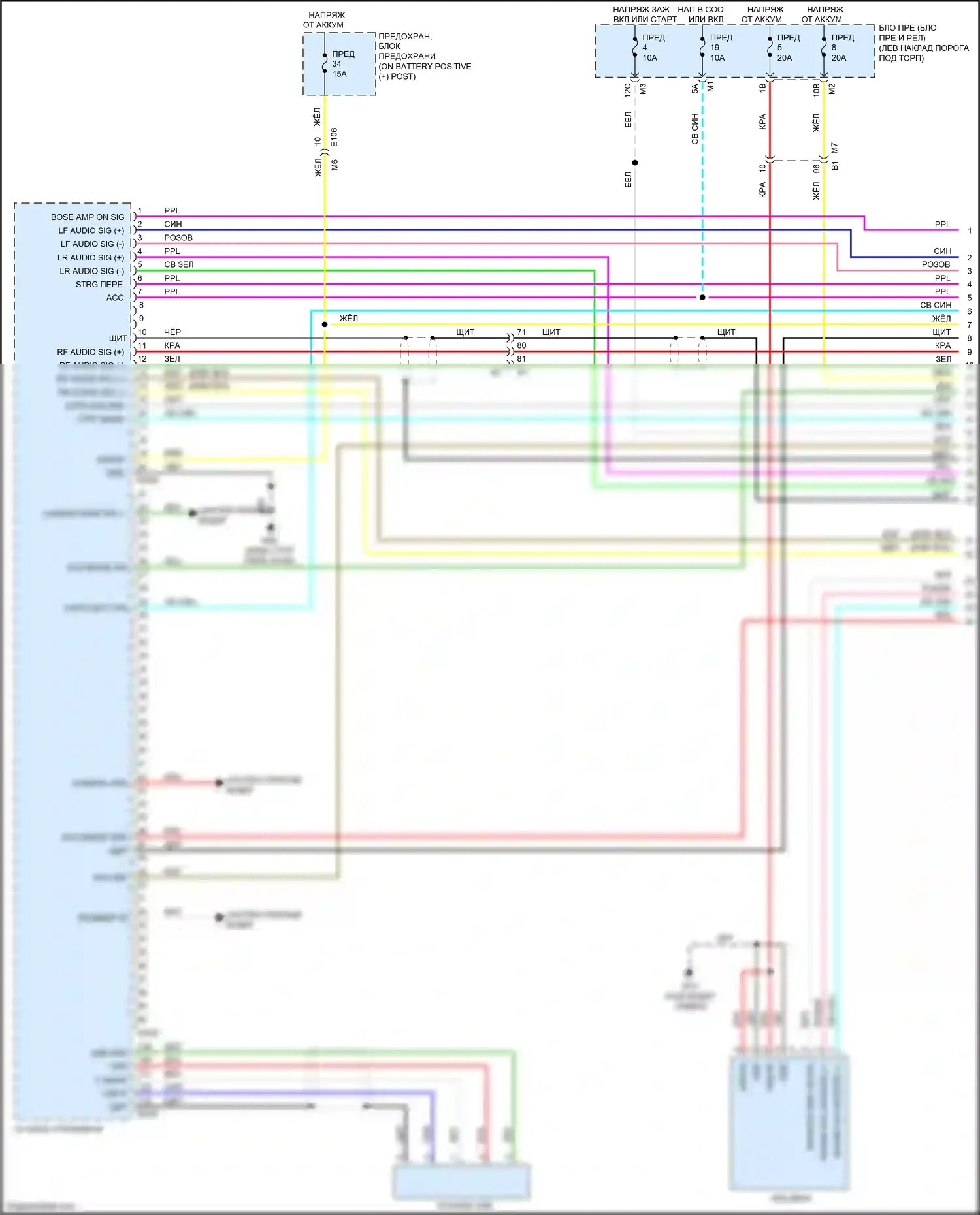 GT-R Nissan I рестайлинг 2 (2014-2016): Электросхема магнитолы, bose с nismo (1 из 3) 