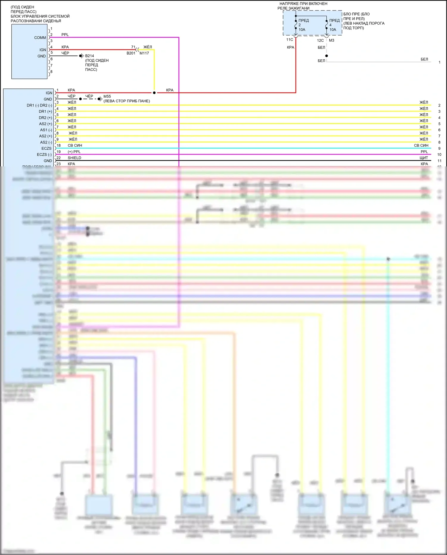 GT-R Nissan I рестайлинг 2 (2014-2016): Электросхема подушек безопасности (1 из 2) 