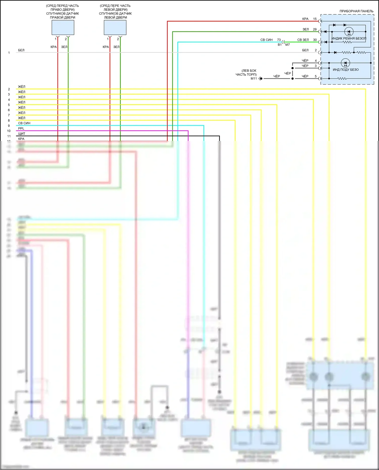 GT-R Nissan I рестайлинг 2 (2014-2016): Электросхема подушек безопасности (2 из 2) 