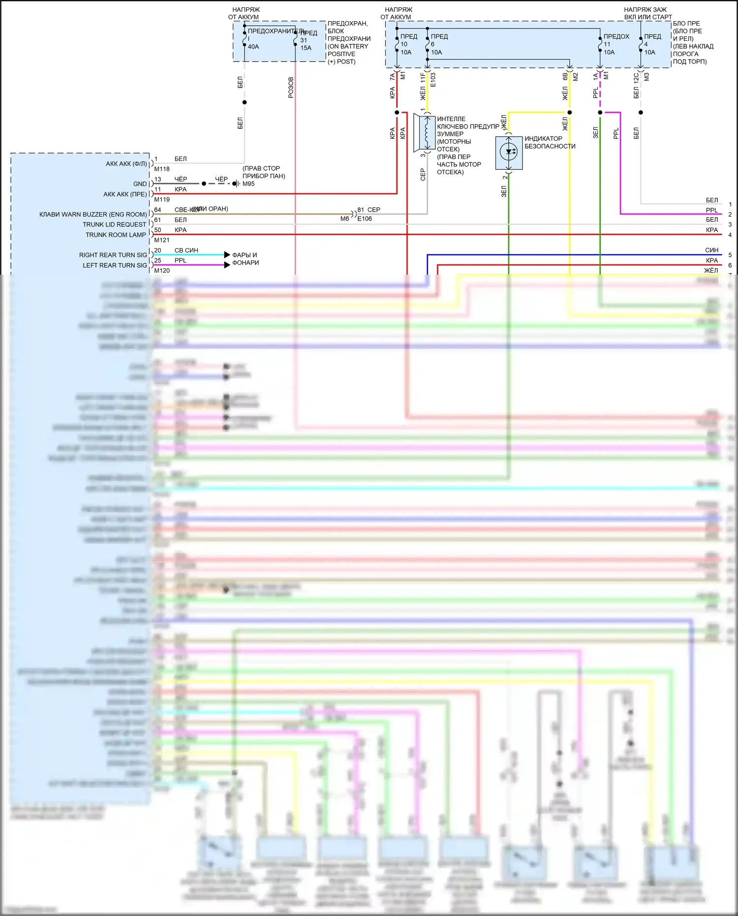 GT-R Nissan I рестайлинг 2 (2014-2016): Сигнализации электросхема, с интеллектуальным ключевым блоком (1 из 3) 