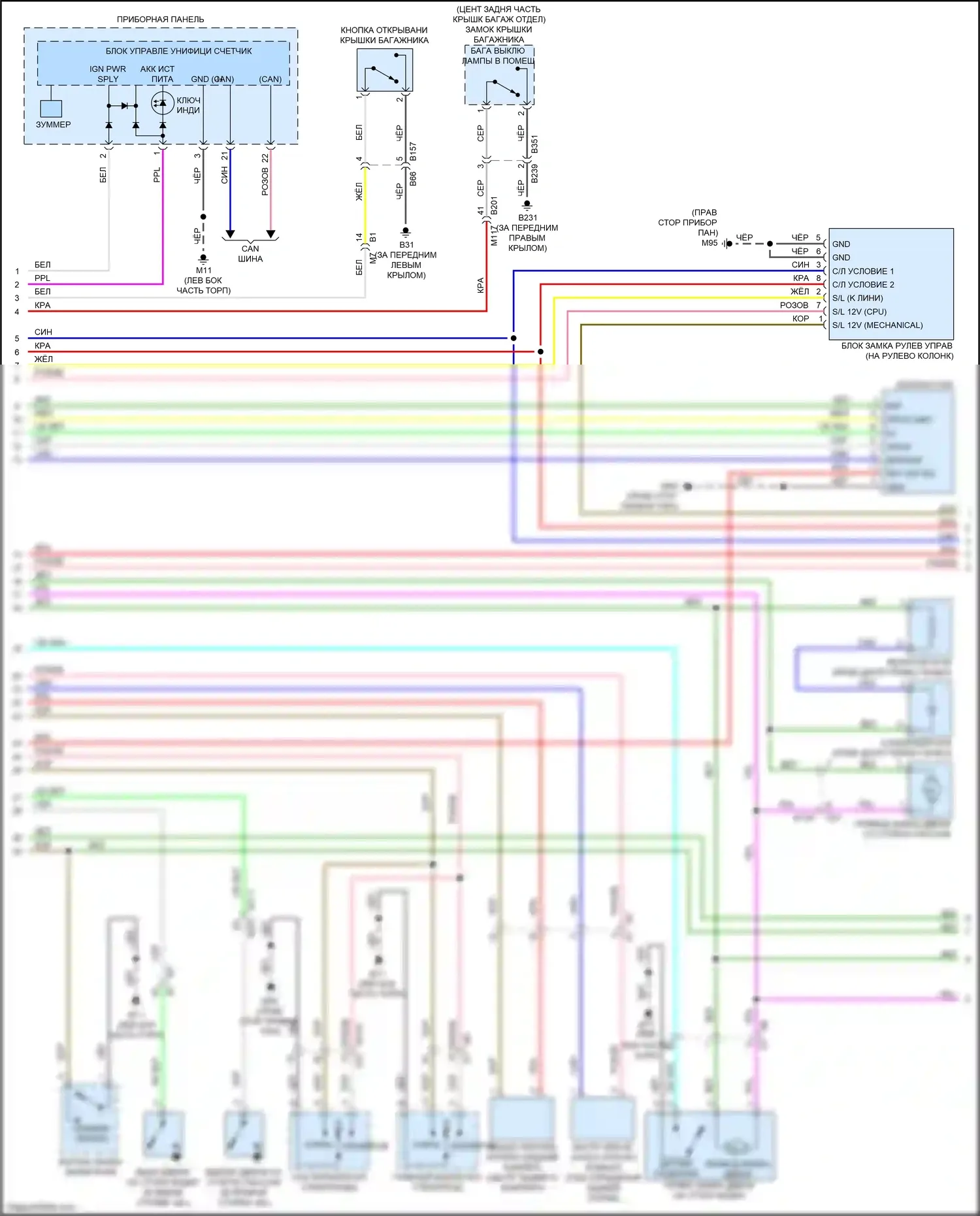 GT-R Nissan I рестайлинг 2 (2014-2016): Сигнализации электросхема, с интеллектуальным ключевым блоком (2 из 3) 