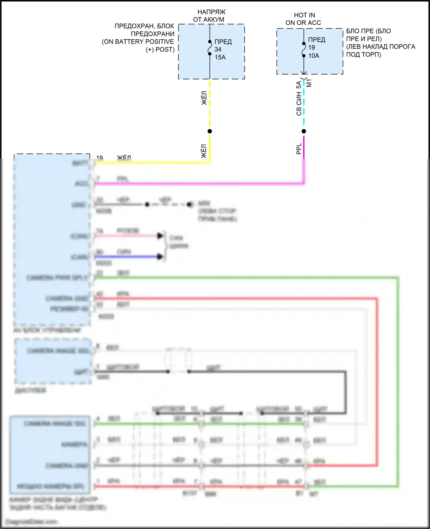 GT-R Nissan I рестайлинг 2 (2014-2016): Электросхема камеры заднего вида 