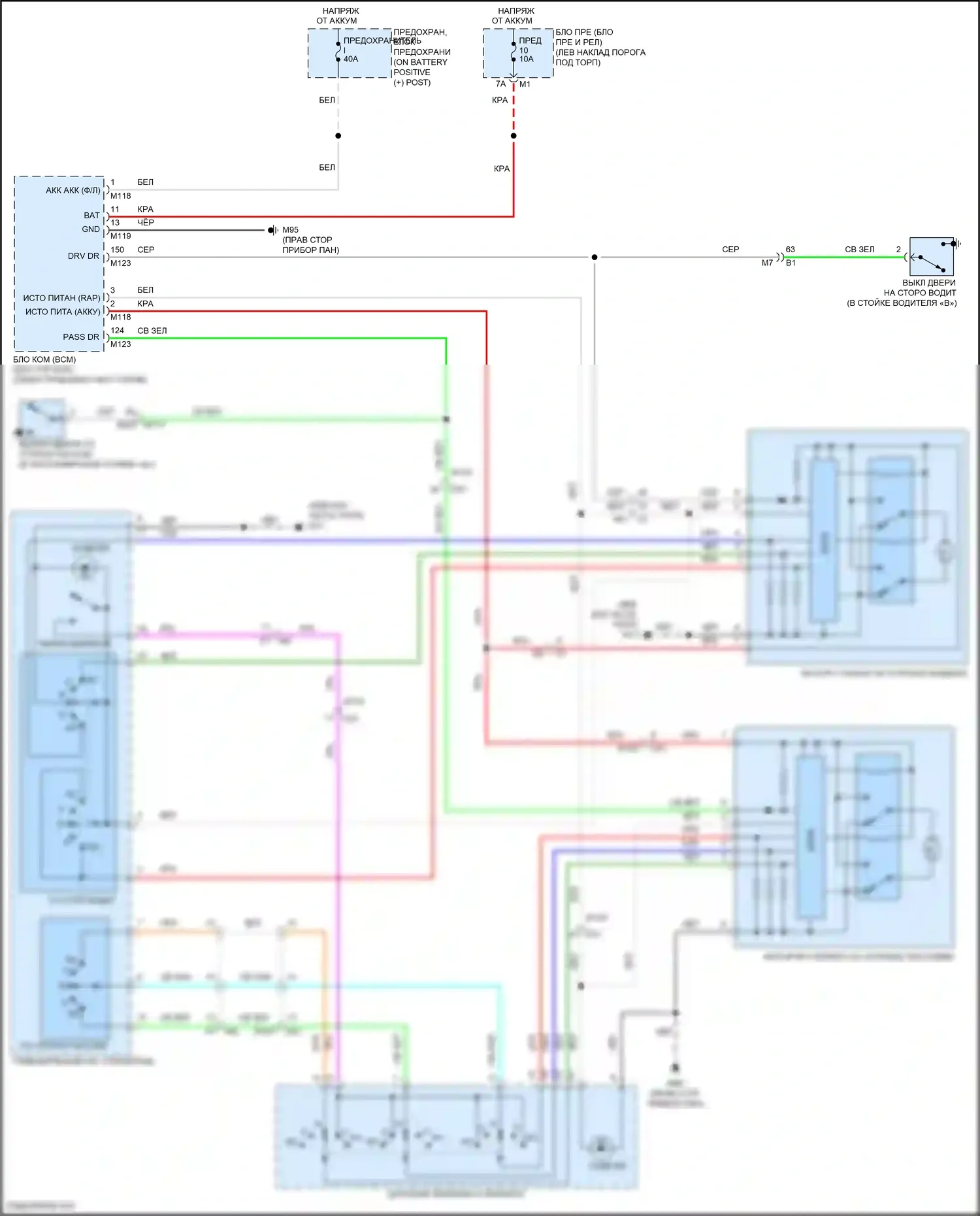 GT-R Nissan I рестайлинг 2 (2014-2016): Стеклоподъемники электросхема 
