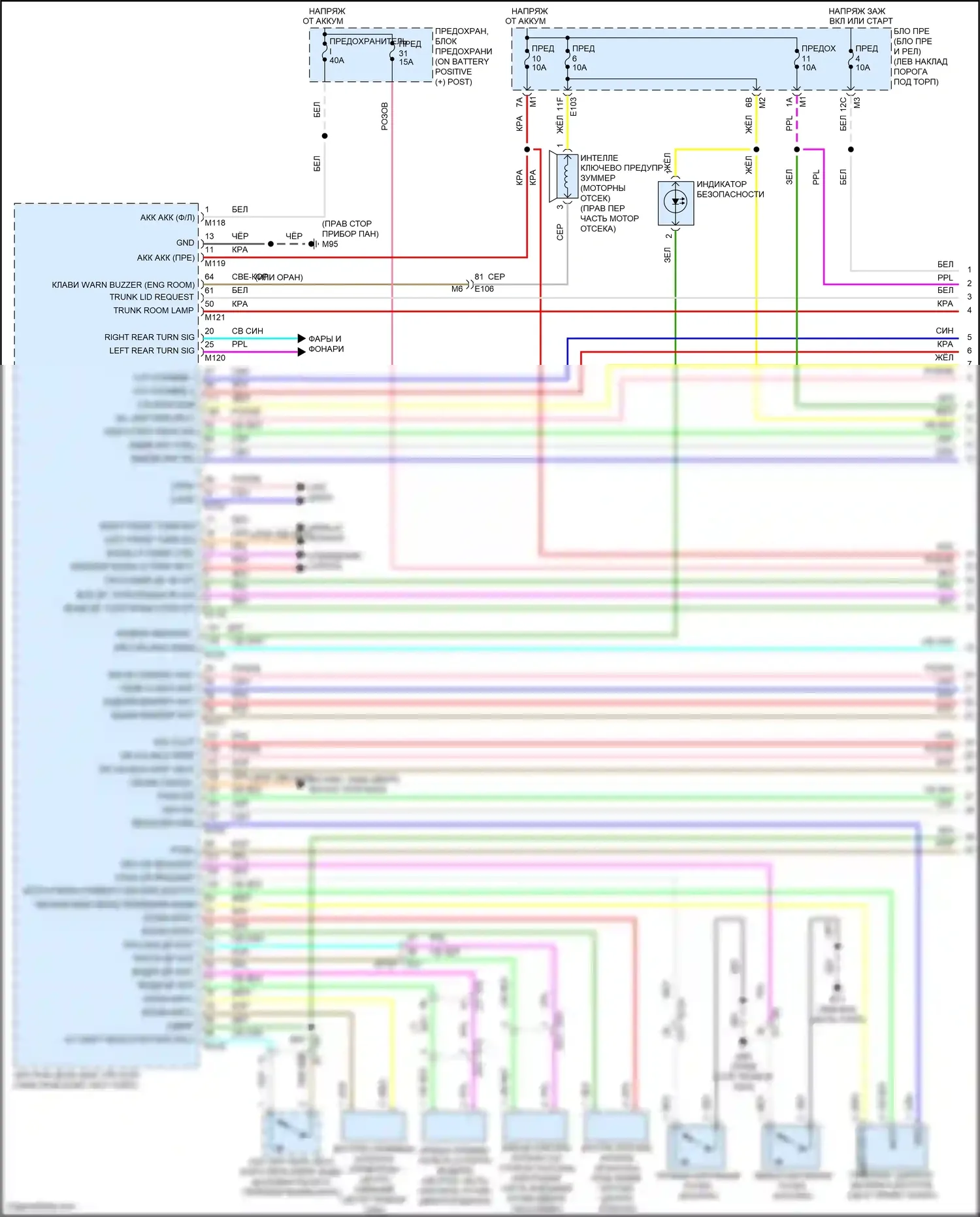 GT-R Nissan I рестайлинг 2 (2014-2016): Электросхема центрального замка с интеллектуальным ключом (1 из 3) 