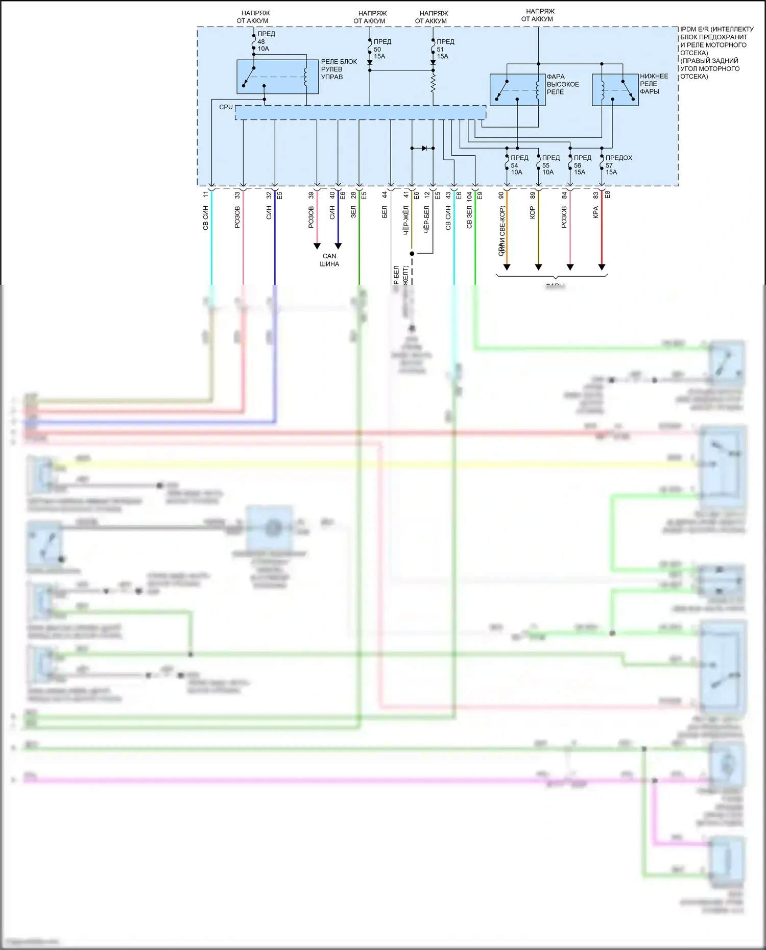 GT-R Nissan I рестайлинг 2 (2014-2016): Электросхема центрального замка с интеллектуальным ключом (3 из 3) 