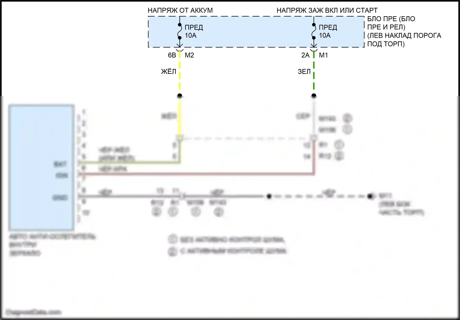 GT-R Nissan I рестайлинг 2 (2014-2016): Auto анти-ослепляя внутри зеркальной электросхемы проводки 