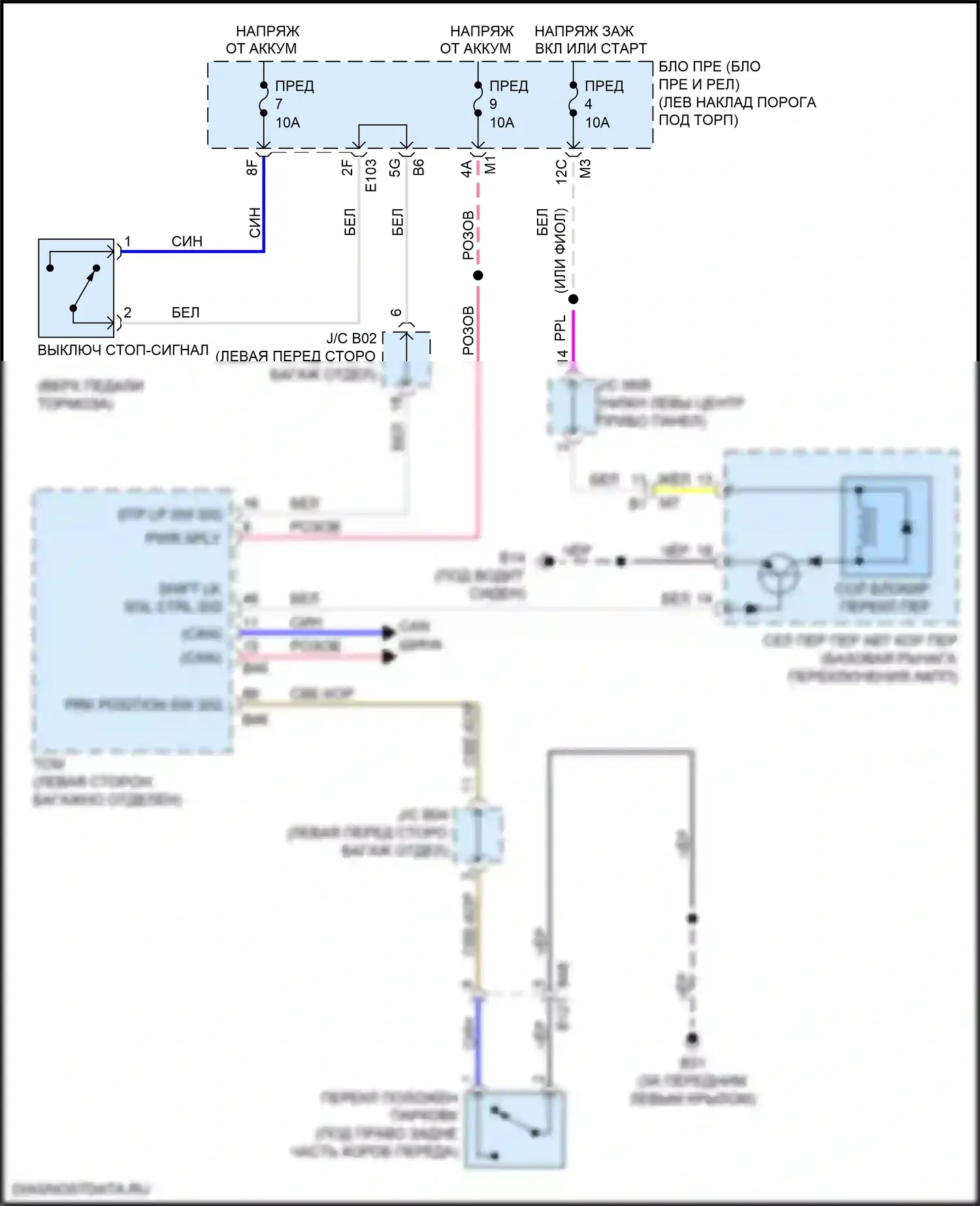 GT-R Nissan I рестайлинг 3 (2016-2020): Электросхема блокировки селектора 