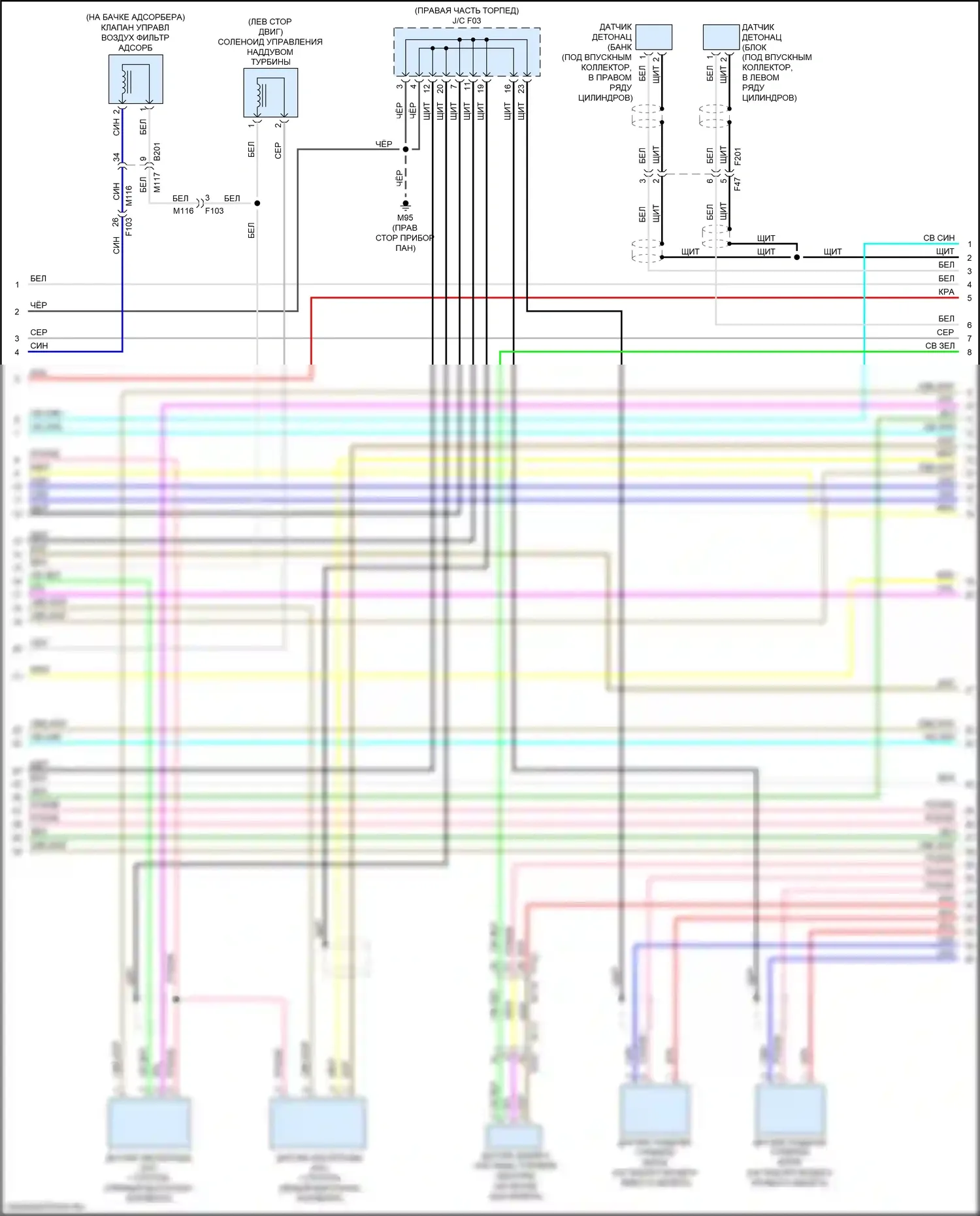 GT-R Nissan I рестайлинг 3 (2016-2020): Электросхема двигателя 3.8л турбо (5 из 7) 