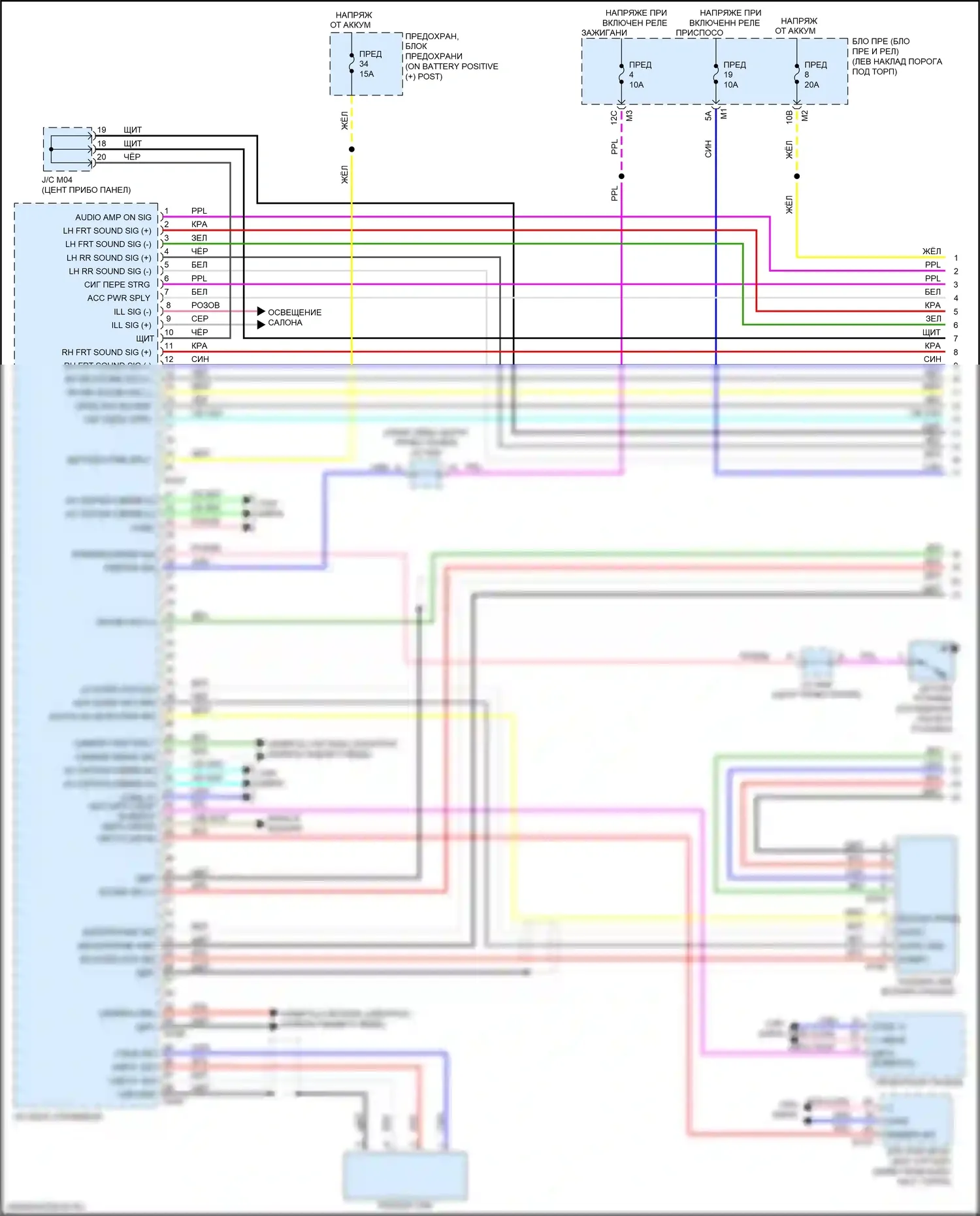 GT-R Nissan I рестайлинг 3 (2016-2020): Электросхема магнитолы, без bose (1 из 3) 