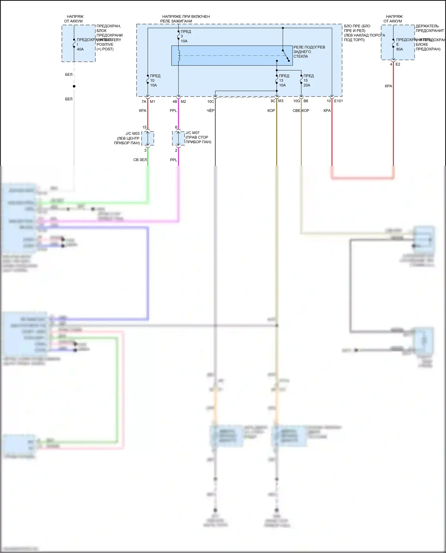 GT-R Nissan I рестайлинг 3 (2016-2020): Электросхема подогрева стекол 