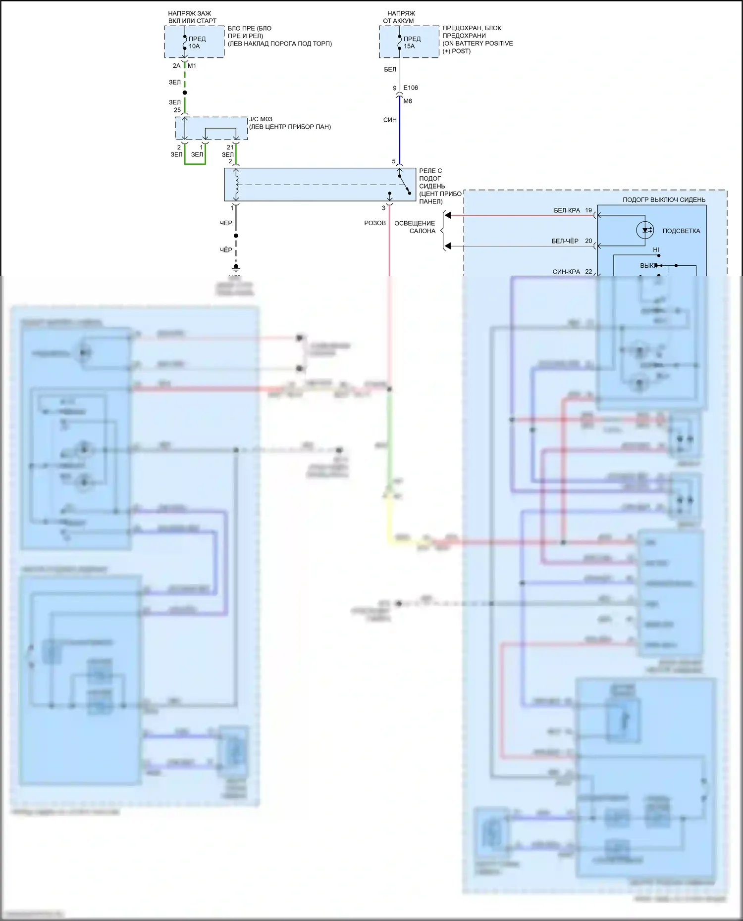 GT-R Nissan I рестайлинг 3 (2016-2020): Электросхема обогреваемых сидений 
