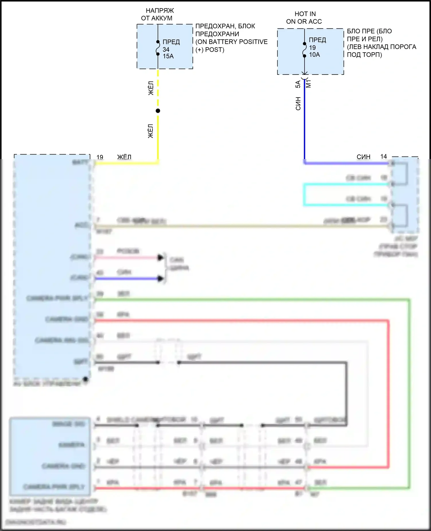GT-R Nissan I рестайлинг 3 (2016-2020): Электросхема камеры заднего вида 