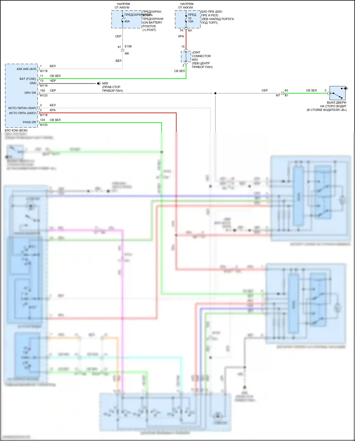 GT-R Nissan I рестайлинг 3 (2016-2020): Стеклоподъемники электросхема 
