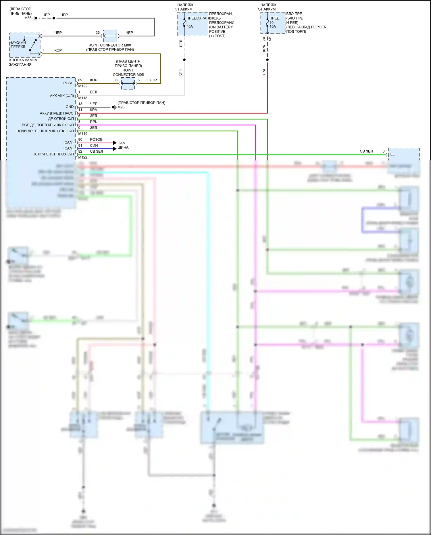 GT-R Nissan I рестайлинг 3 (2016-2020): Электросхема центрального замка, без интеллектуального ключевого блока 