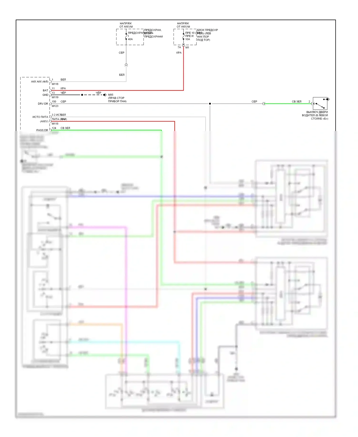 GT-R Nissan I (2007-2011): Стеклоподъемники электросхема 