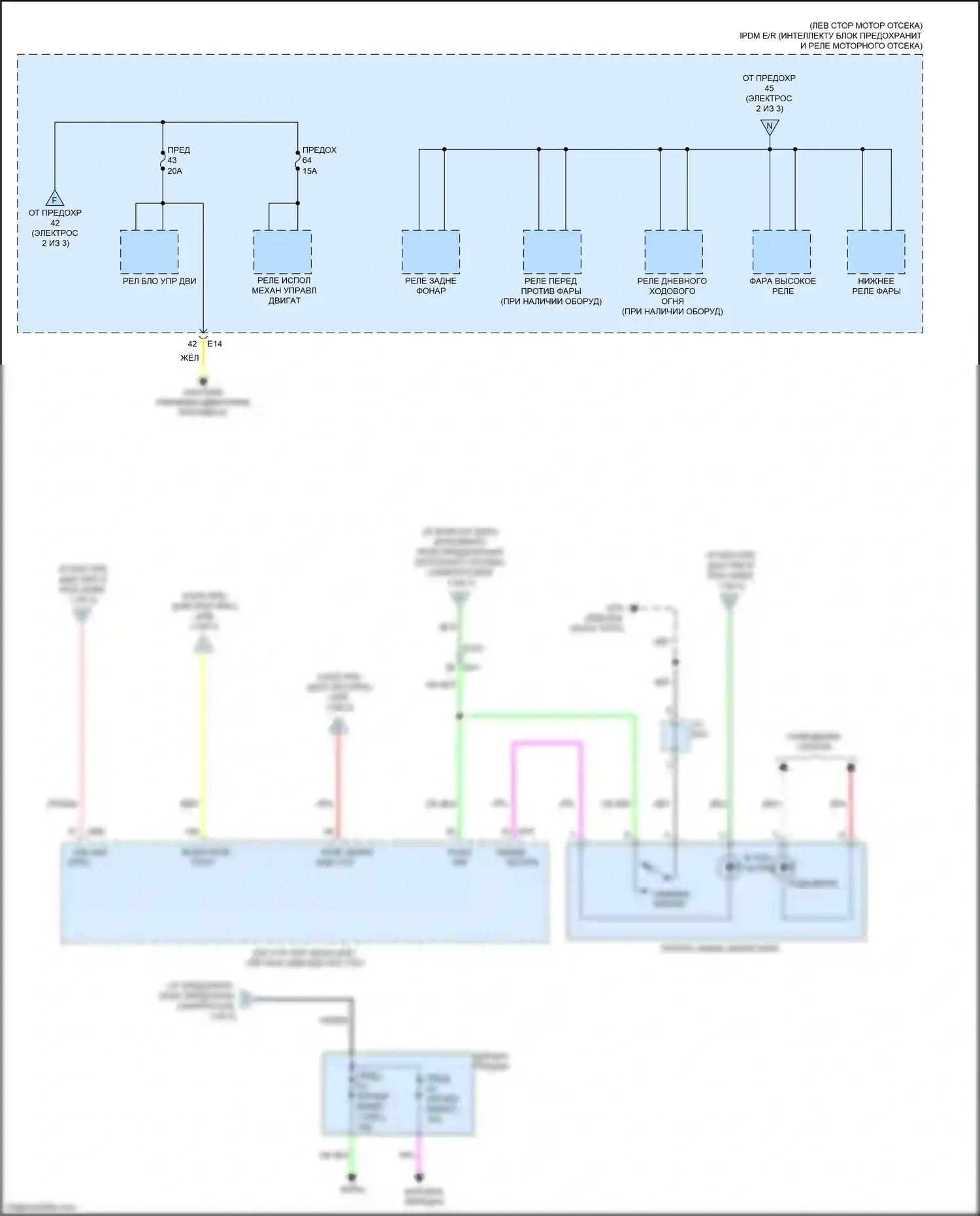Juke Nissan I рестайлинг (2014-2019): Электросхема блока предохранителей реле (3 из 3) 