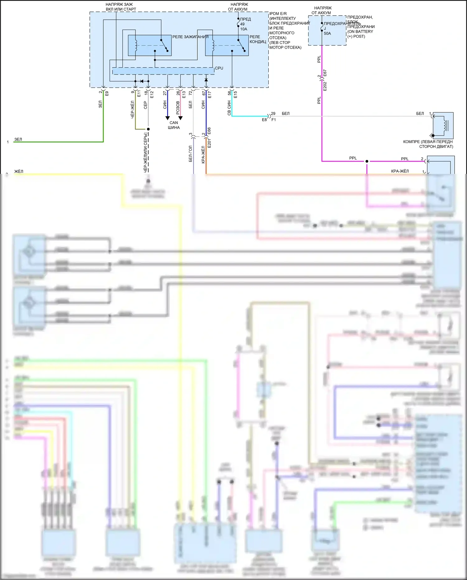 Juke Nissan I рестайлинг (2014-2019): Электросхема климат контроля (2 из 2) 