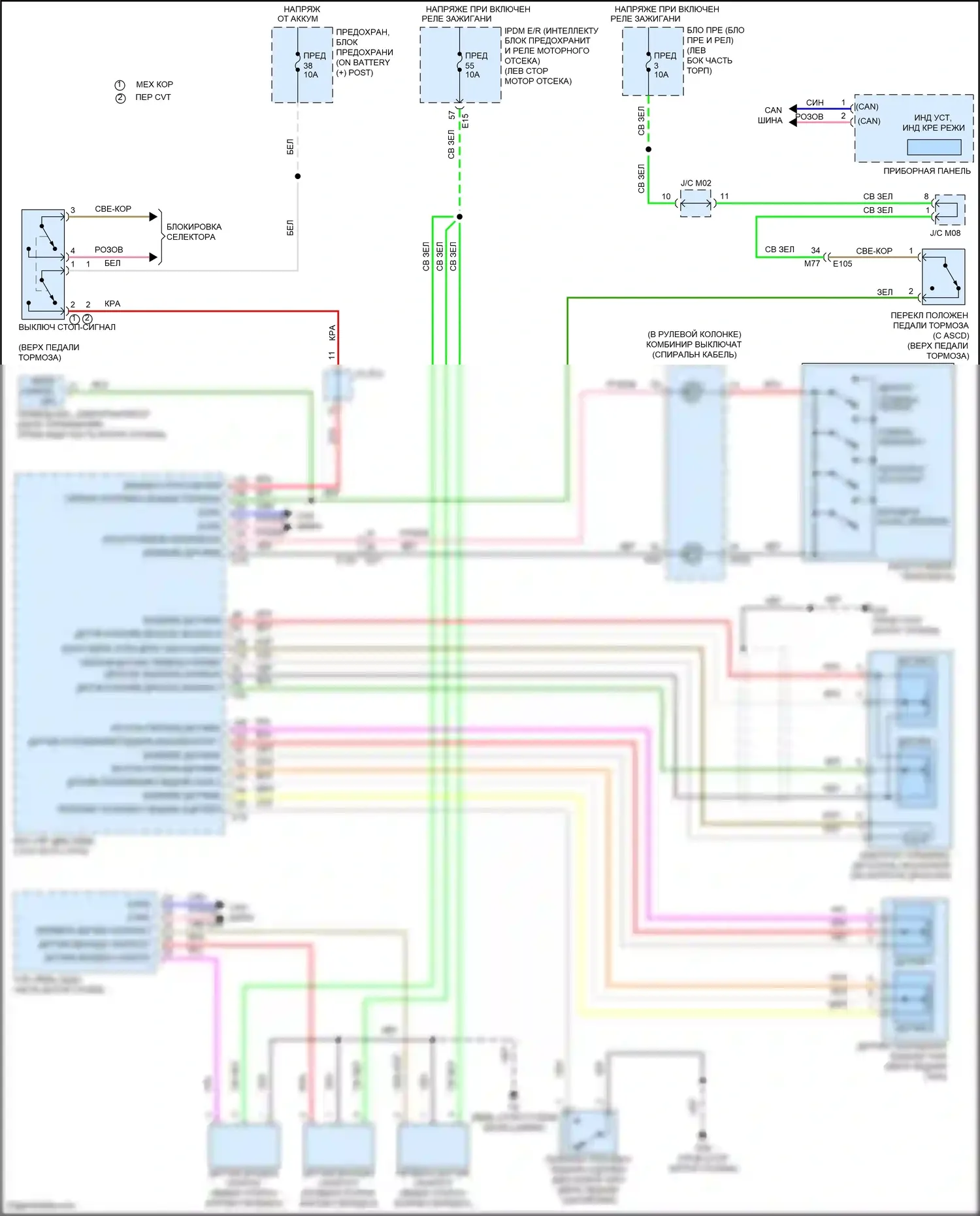 Juke Nissan I рестайлинг (2014-2019): Электросхема круиз-контроля, кроме nismo 