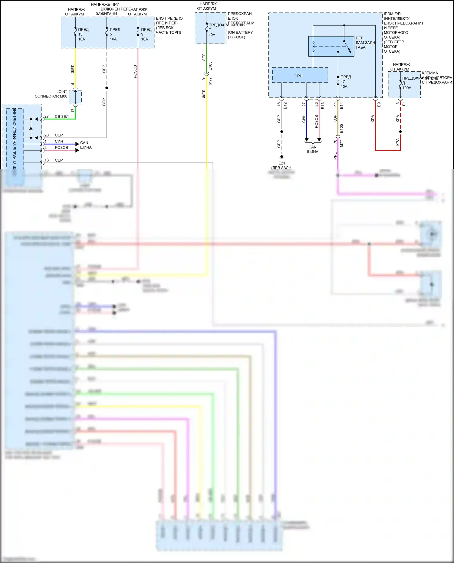 Juke Nissan I рестайлинг (2014-2019): Электросхема подсветки приборной панели (1 из 2) 