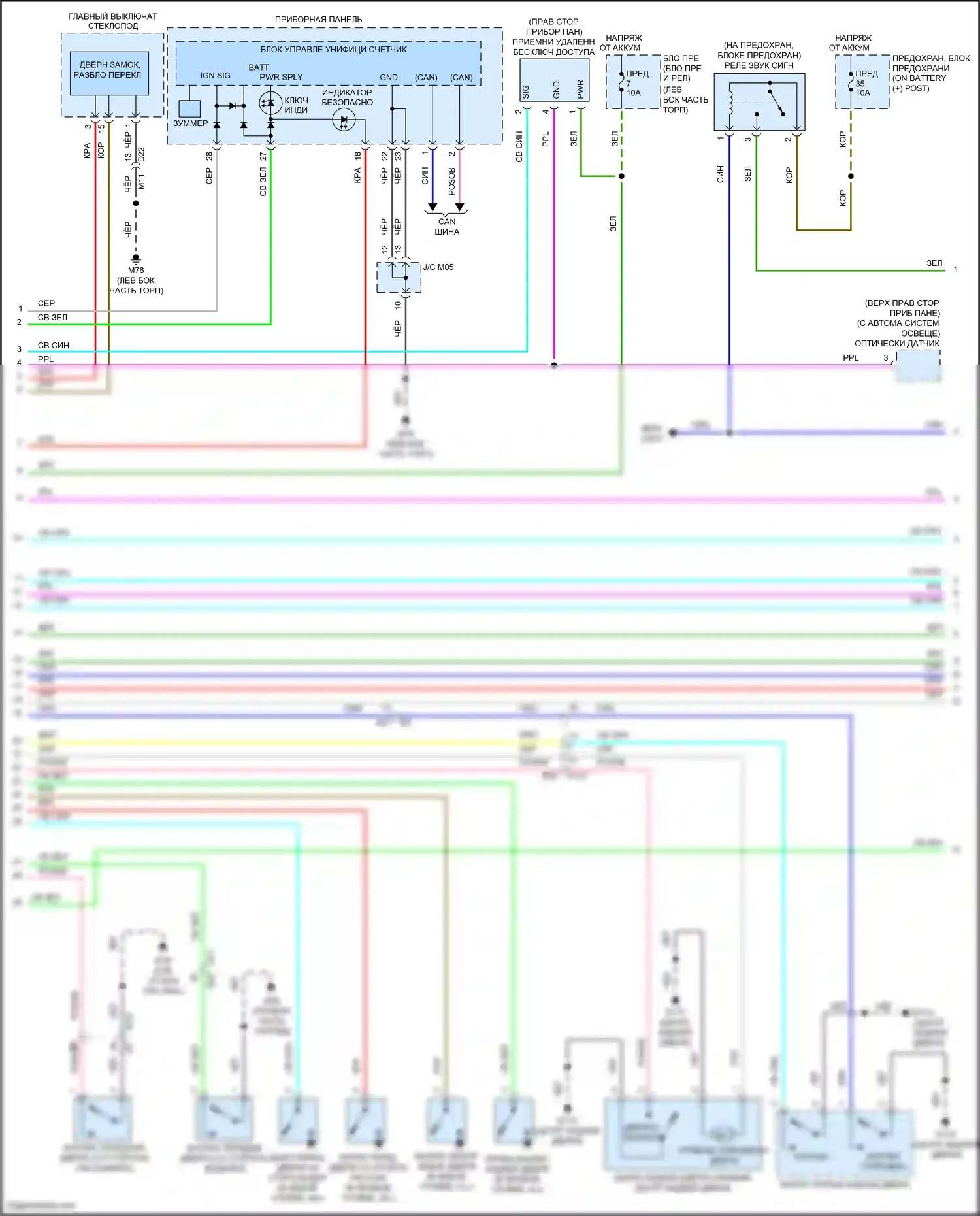 Juke Nissan I рестайлинг (2014-2019): Электросхема центрального замка (2 из 3) 