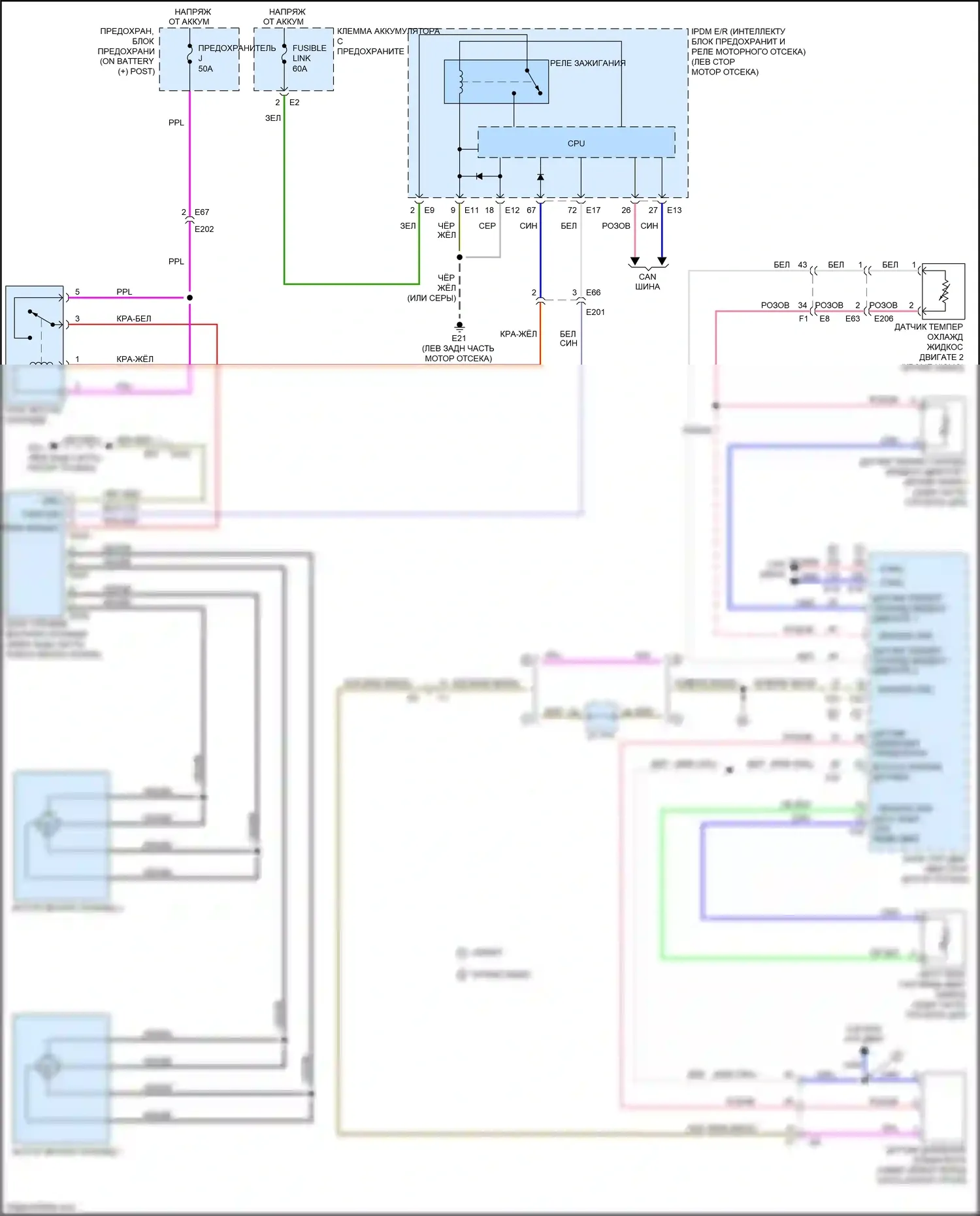 Juke Nissan I рестайлинг (2014-2019): Электросхема вентилятора охлаждения 