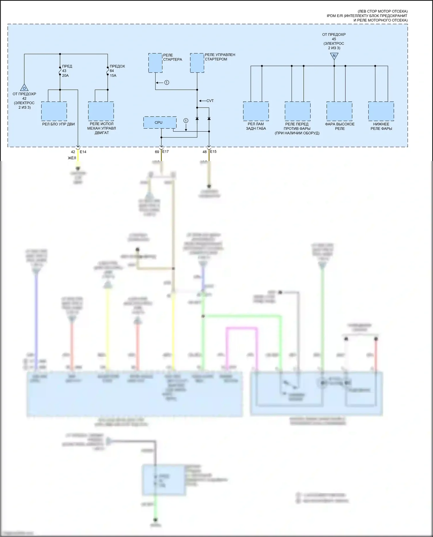 Juke Nissan I (2010-2014): Электросхема блока предохранителей реле (3 из 3) 