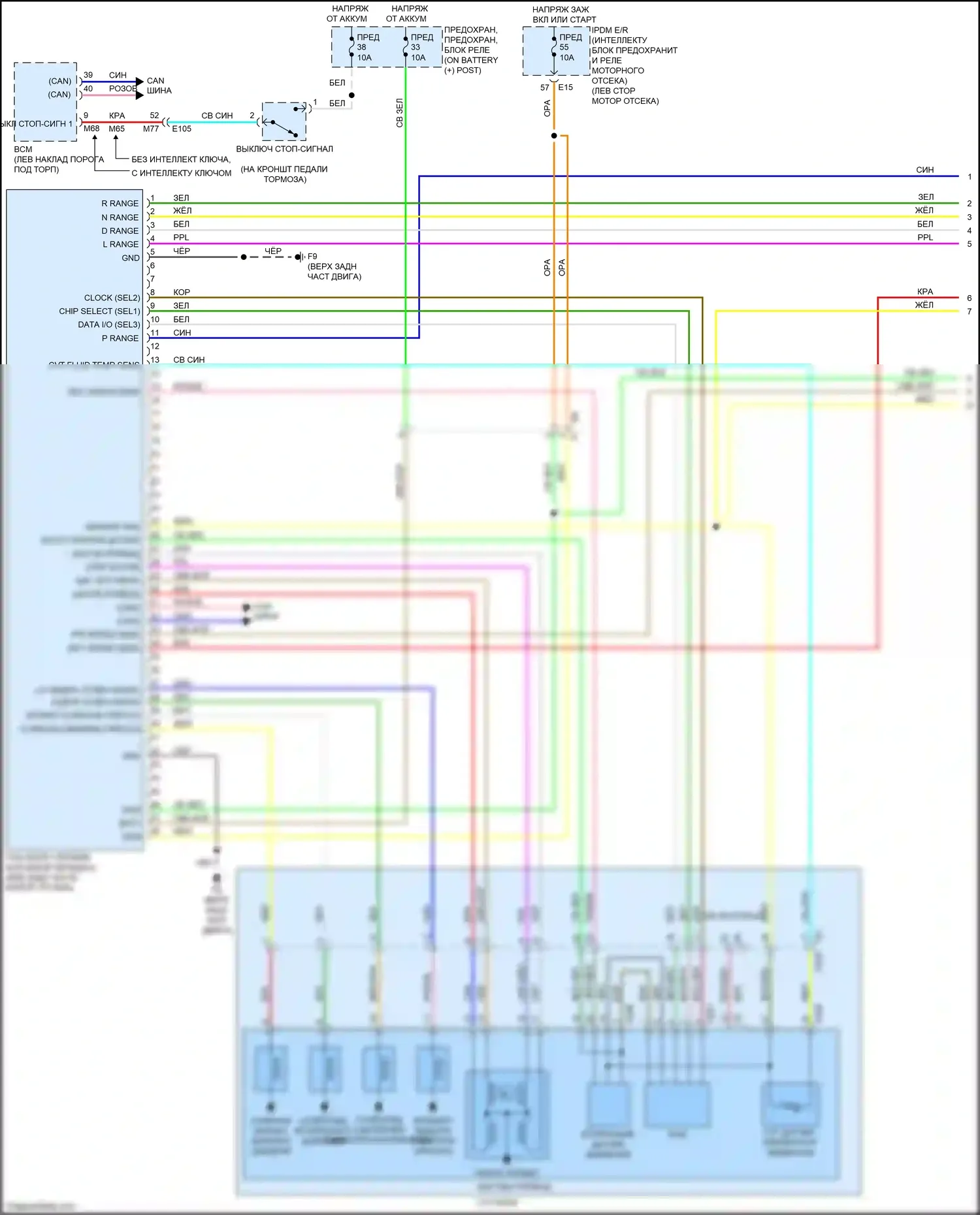 Juke Nissan I (2010-2014): Электросхема автоматической коробки передач (1 из 2) 