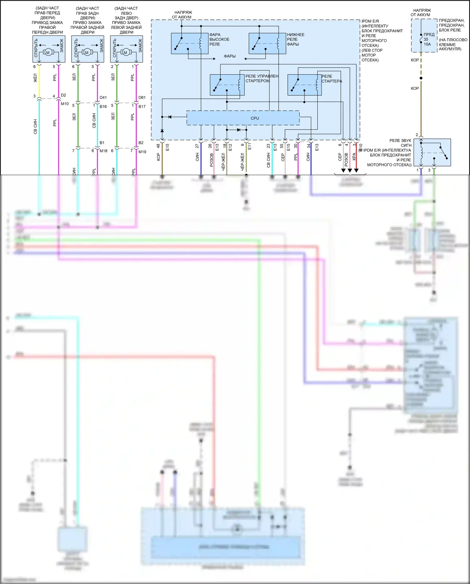 Juke Nissan I (2010-2014): Электросхема с защитой от взлома, без блока интеллектуальных ключей (2 из 2) 