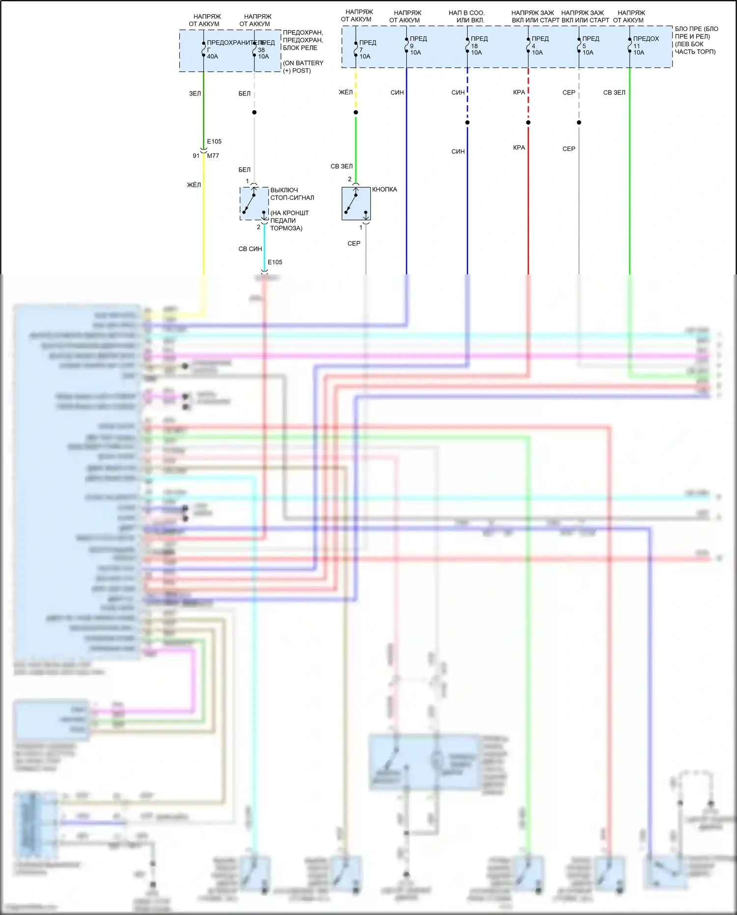 Juke Nissan I (2010-2014): Электросхема центрального замка, без блока интеллектуальных ключей (1 из 2) 