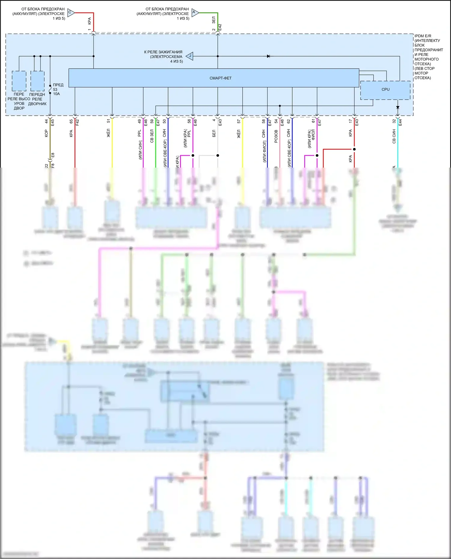 Kicks Nissan I рестайлинг (2020-2024): Электросхема блока предохранителей реле (4 из 5) 