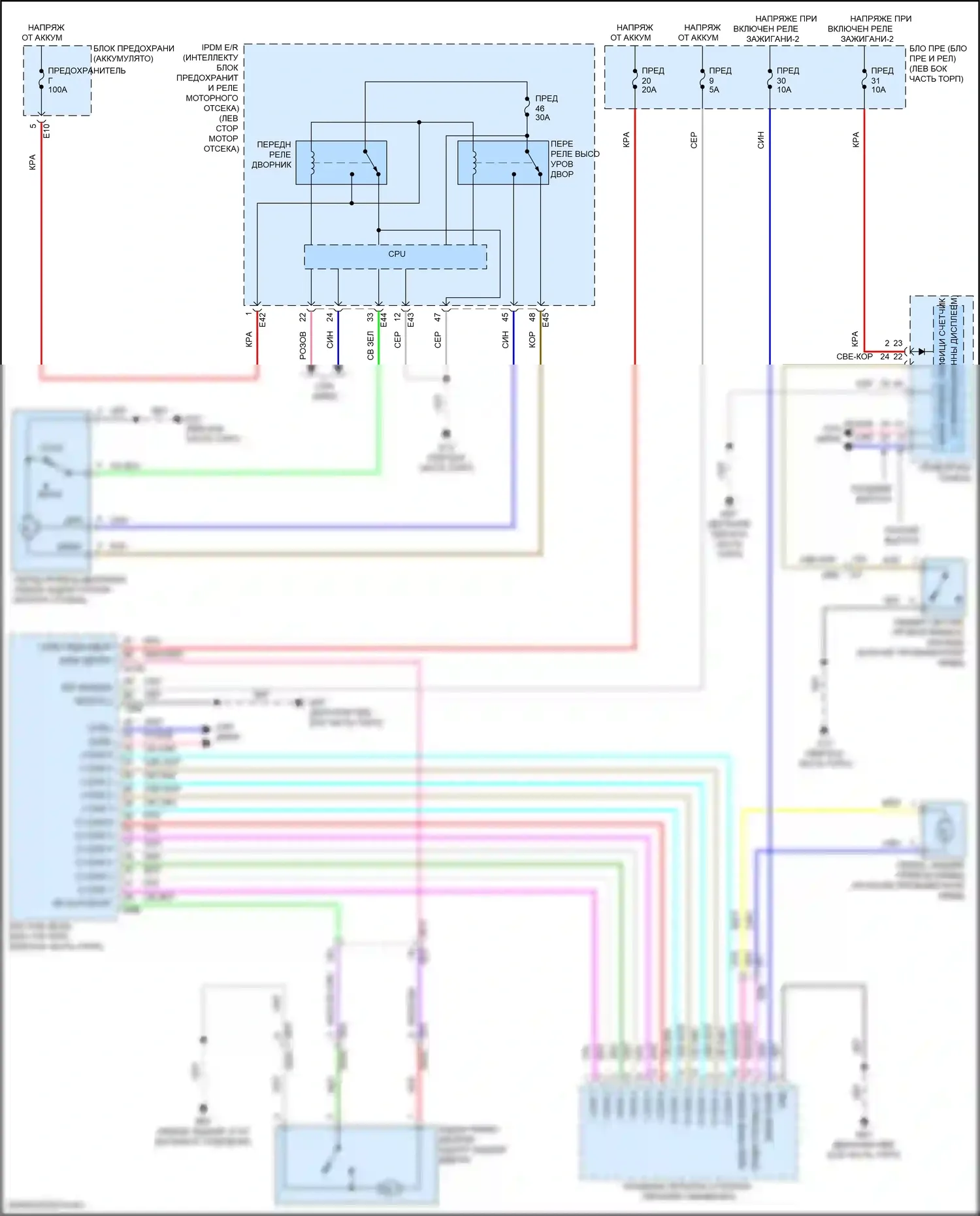 Kicks Nissan I рестайлинг (2020-2024): Дворники и омыватели электросхема 