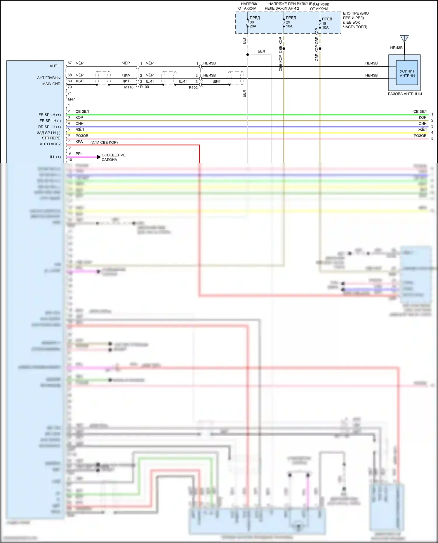 Kicks Nissan I рестайлинг (2020-2024): Электросхема базовой магнитолы (1 из 2) 