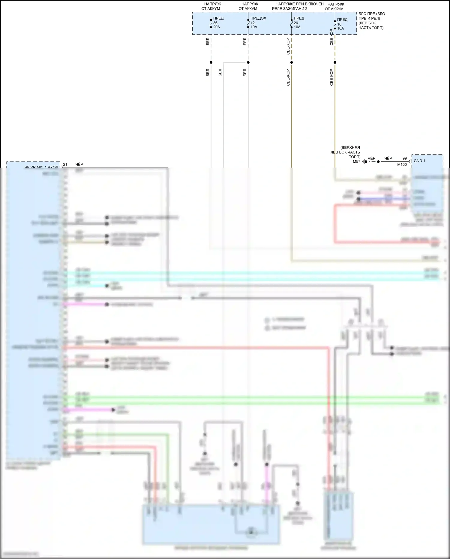 Kicks Nissan I рестайлинг (2020-2024): Электросхема магнитолы премиум-класса, без bose (1 из 3) 