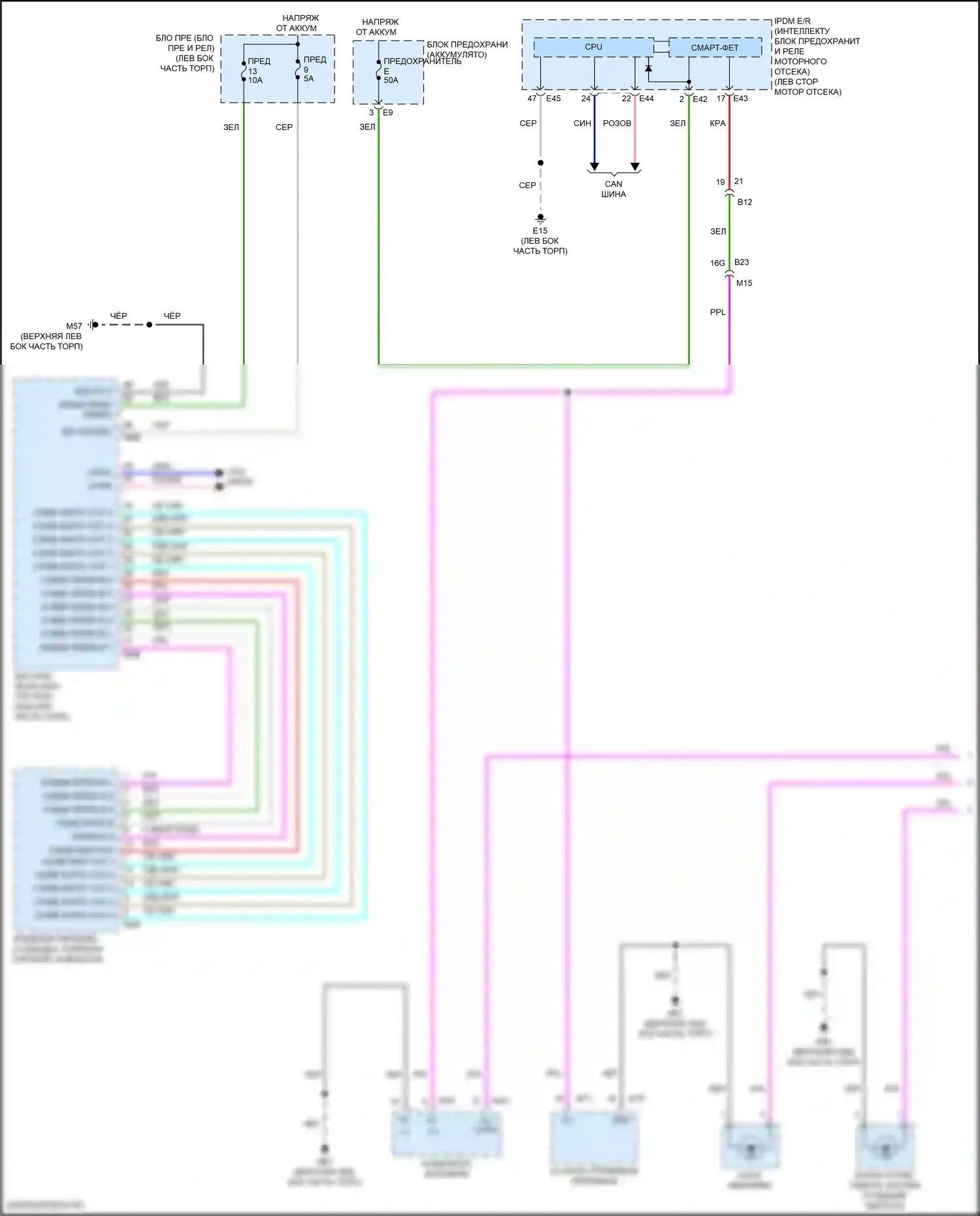 Kicks Nissan I рестайлинг (2020-2024): Электросхема подсветки приборной панели (1 из 2) 