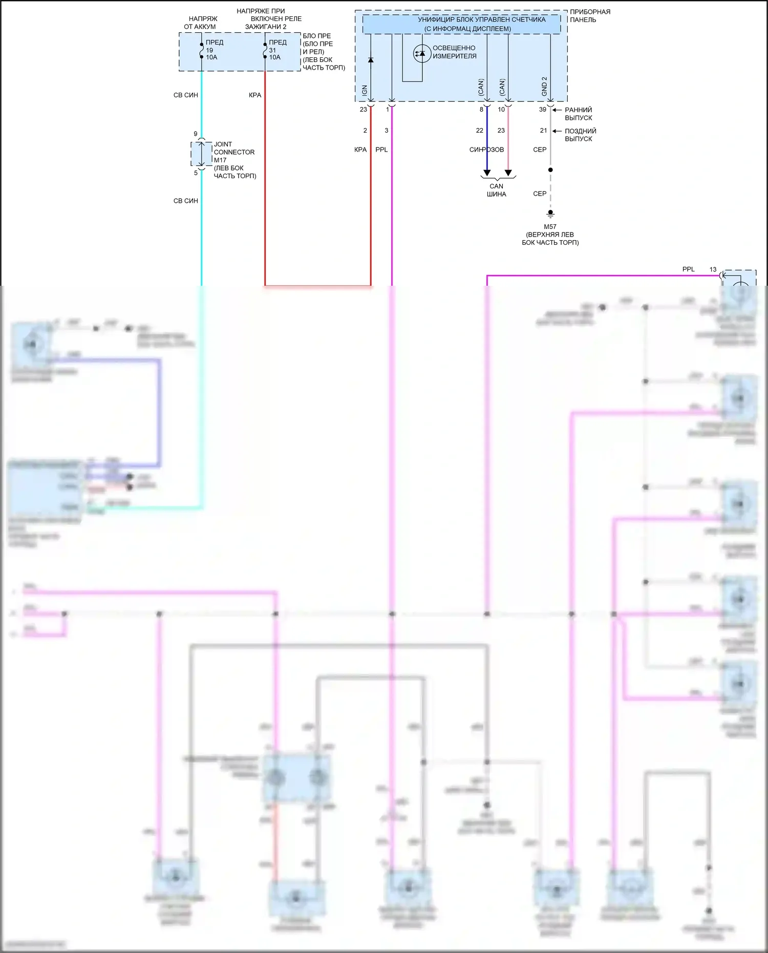 Kicks Nissan I рестайлинг (2020-2024): Электросхема подсветки приборной панели (2 из 2) 