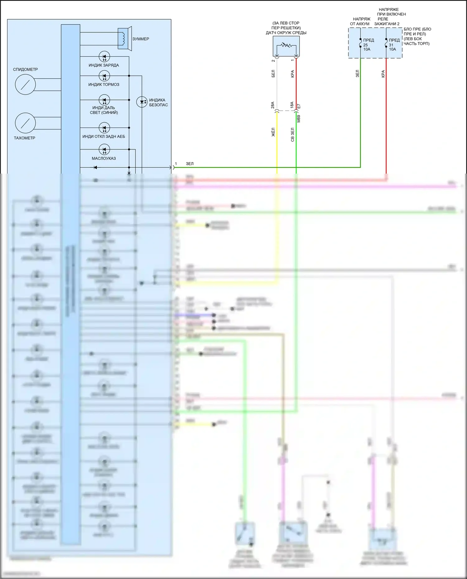 Kicks Nissan I рестайлинг (2020-2024): Электросхема приборной панели, поздний выпуск (1 из 2) 