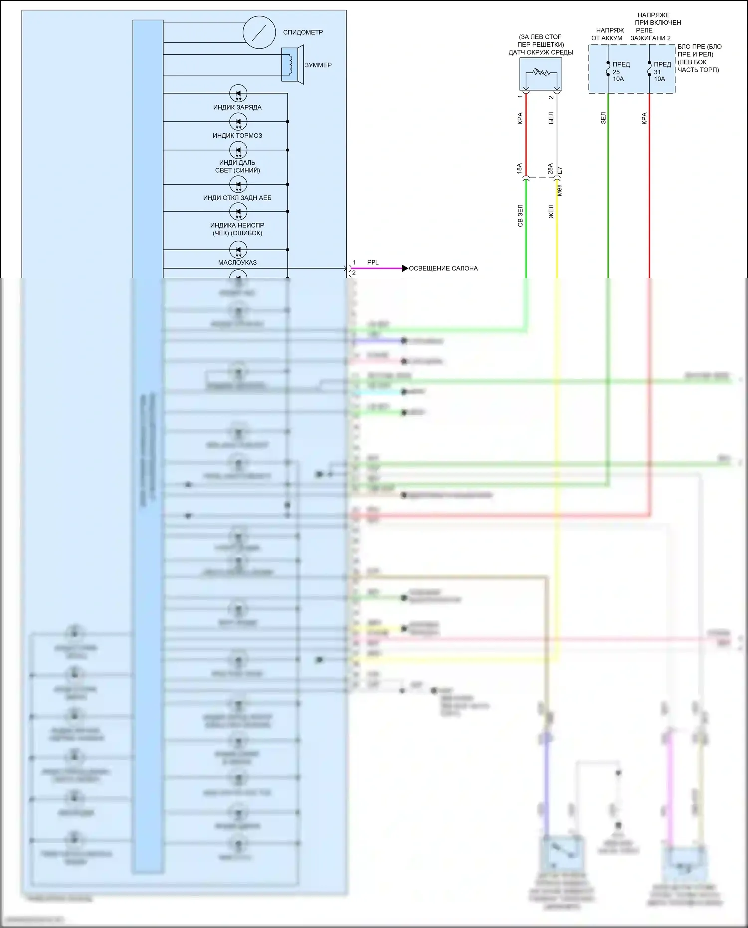 Kicks Nissan I рестайлинг (2020-2024): Электросхема приборной панели, ранний выпуск (1 из 2) 