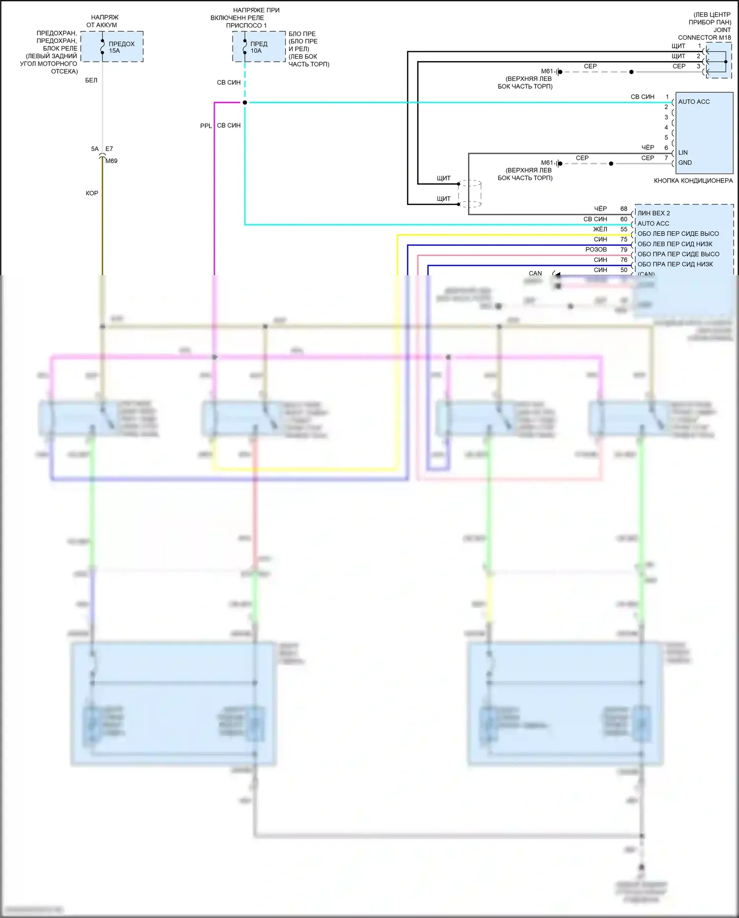 Kicks Nissan I рестайлинг (2020-2024): Электросхема обогреваемых сидений 