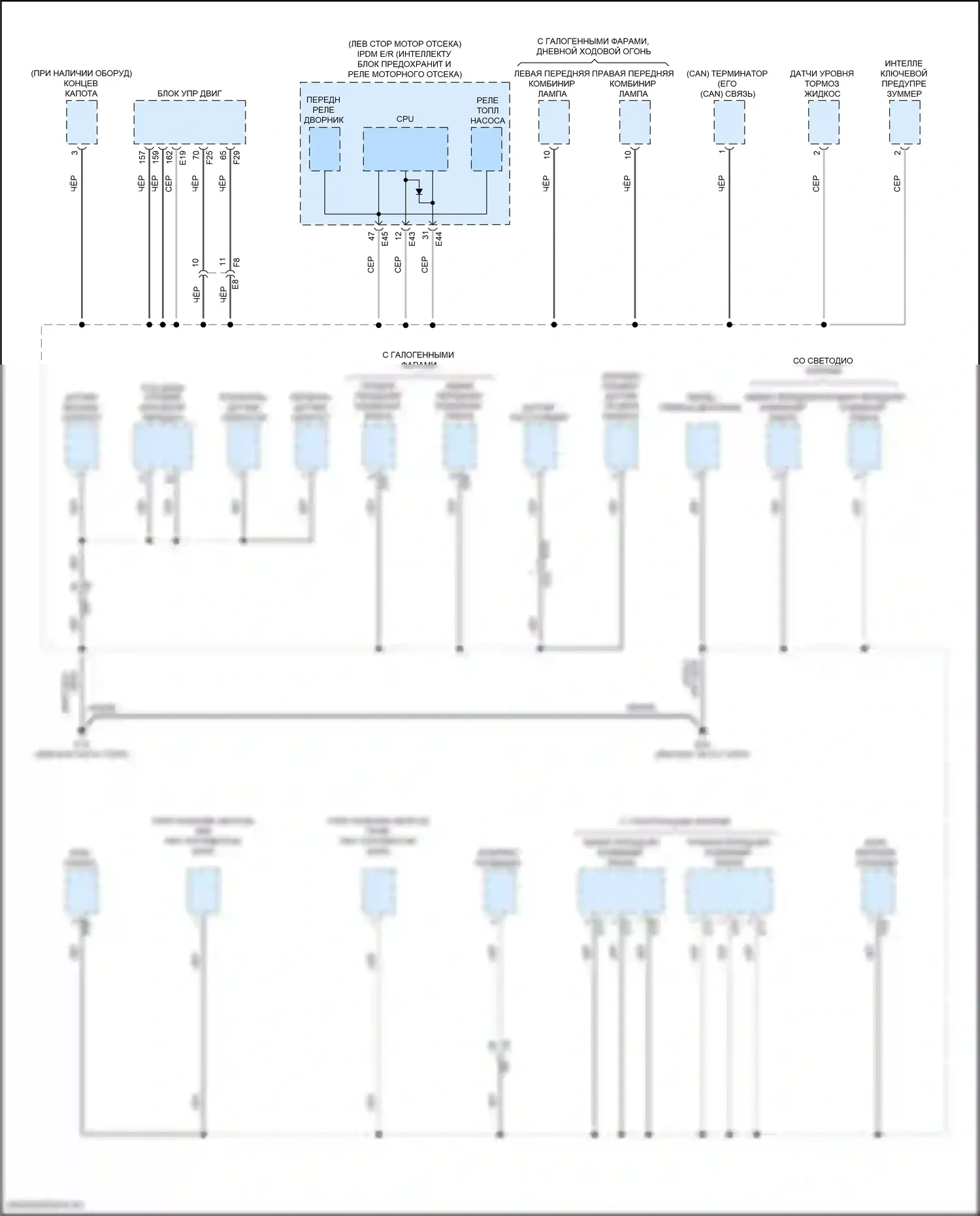 Kicks Nissan I рестайлинг (2020-2024): Электросхема точек подключения масс (2 из 4) 