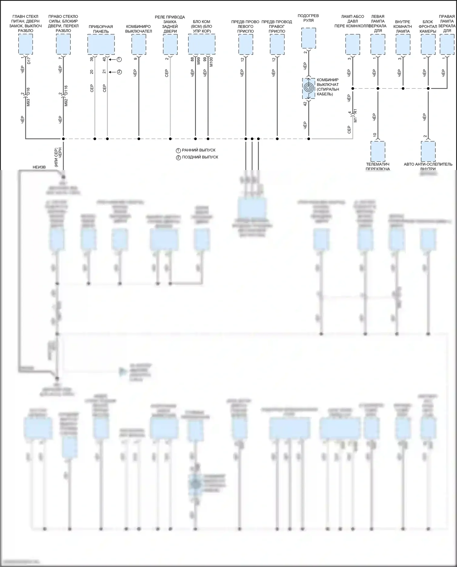 Kicks Nissan I рестайлинг (2020-2024): Электросхема точек подключения масс (3 из 4) 